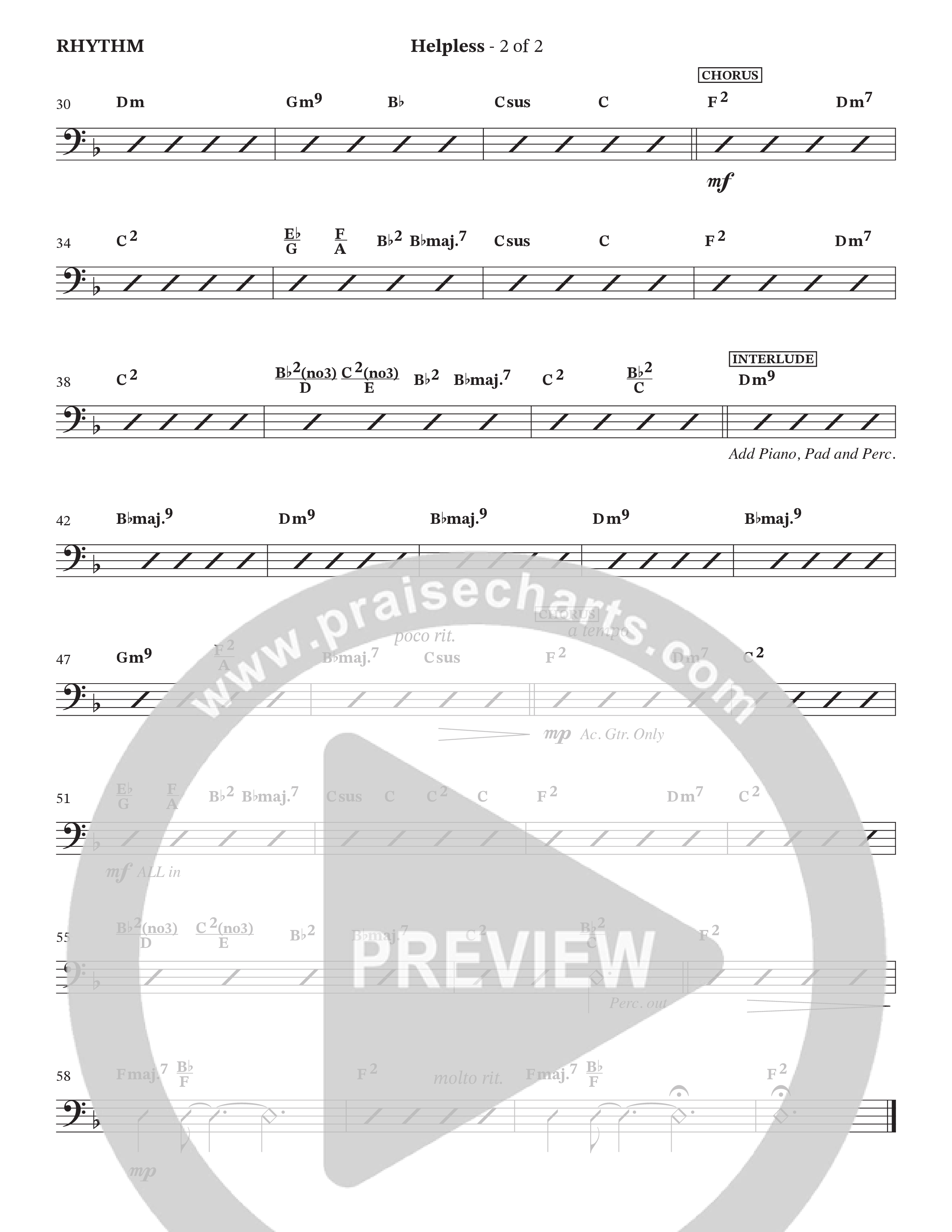 Helpless (Choral Anthem SATB) Rhythm Chart (The Brooklyn Tabernacle Choir)