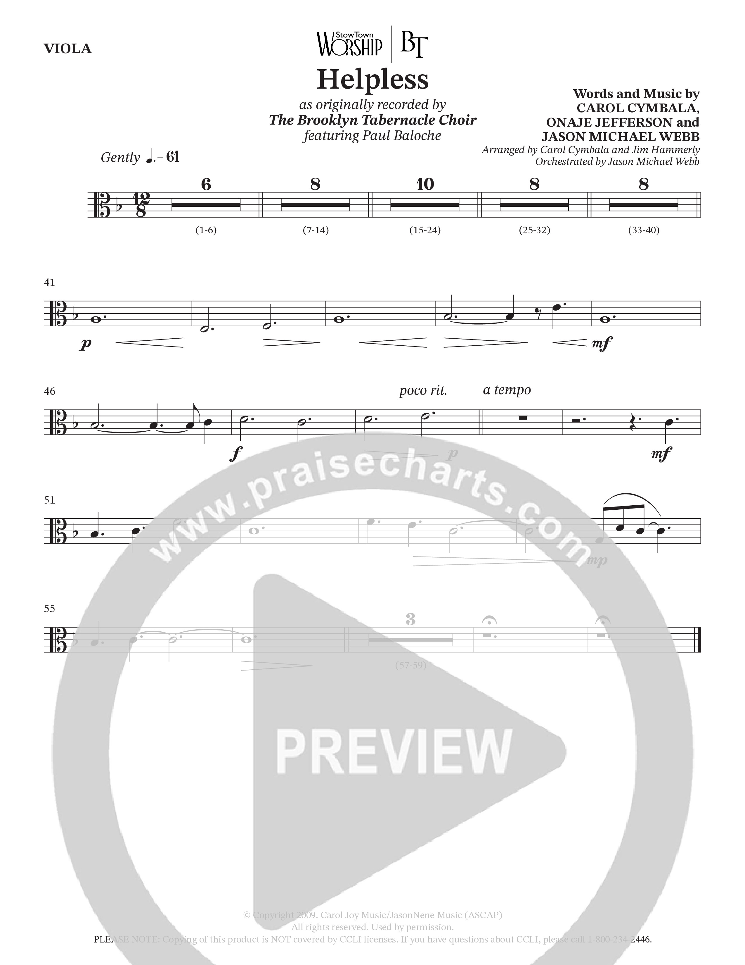 Helpless (Choral Anthem SATB) Viola (The Brooklyn Tabernacle Choir)