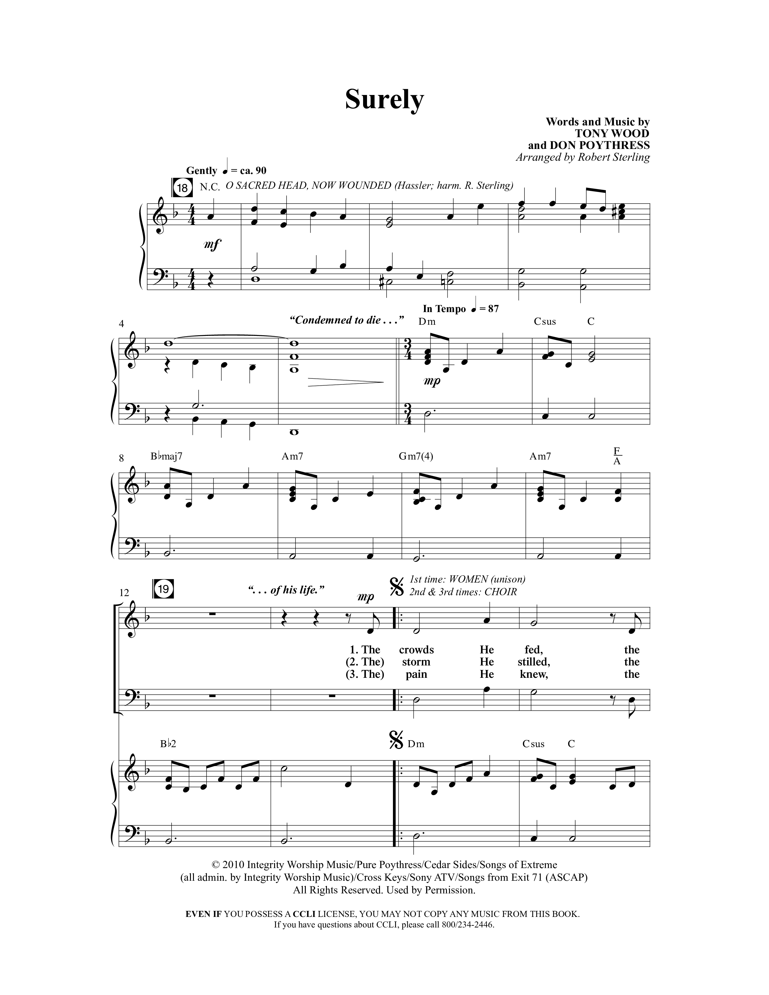 As Sure As My Redeemer Lives (8 Song Choral Collection) Song 3 (Piano SATB) (Word Music Choral / Arr. Robert Sterling)