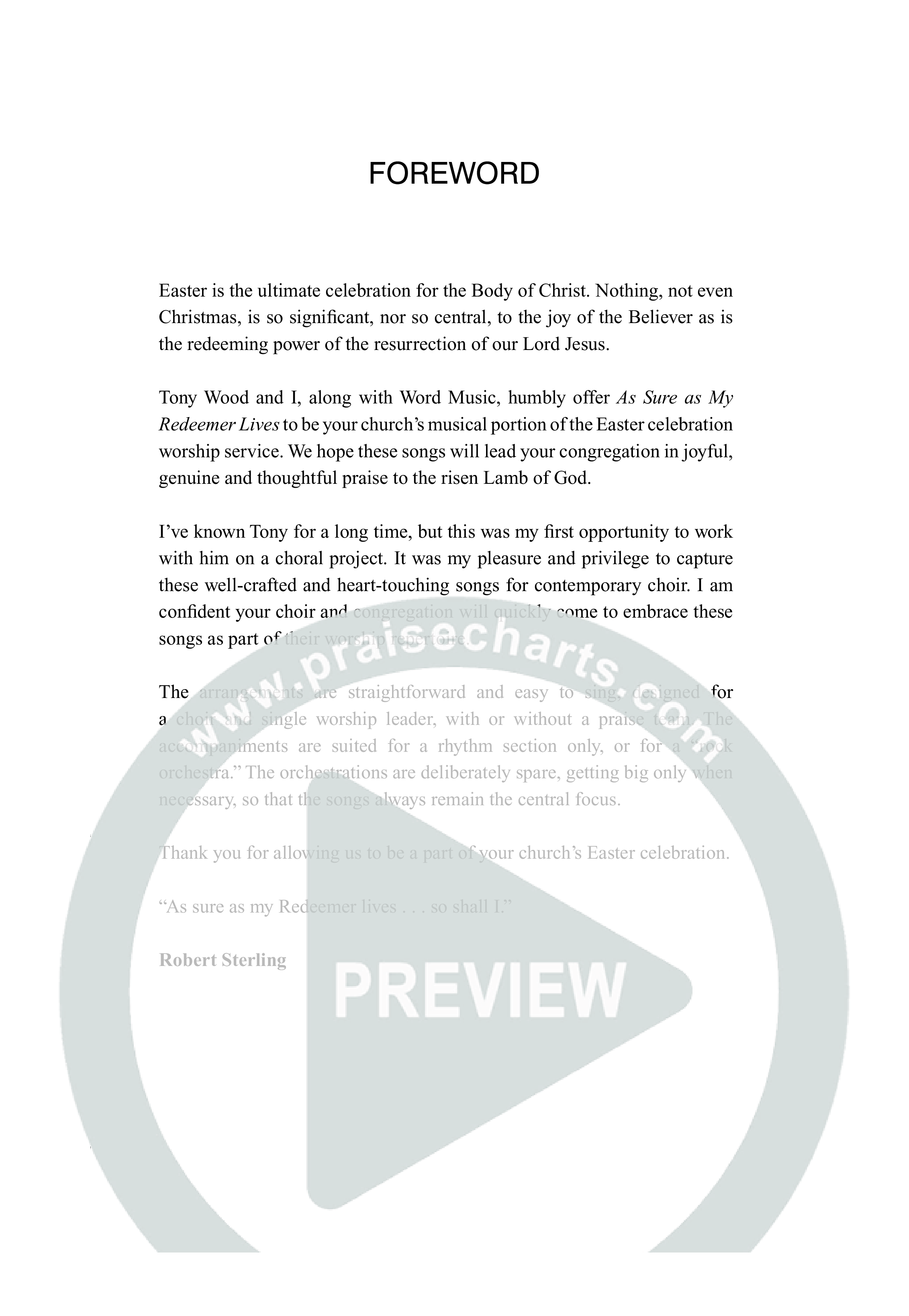 As Sure As My Redeemer Lives (8 Song Choral Collection) Choral Book (Word Music Choral / Arr. Robert Sterling)