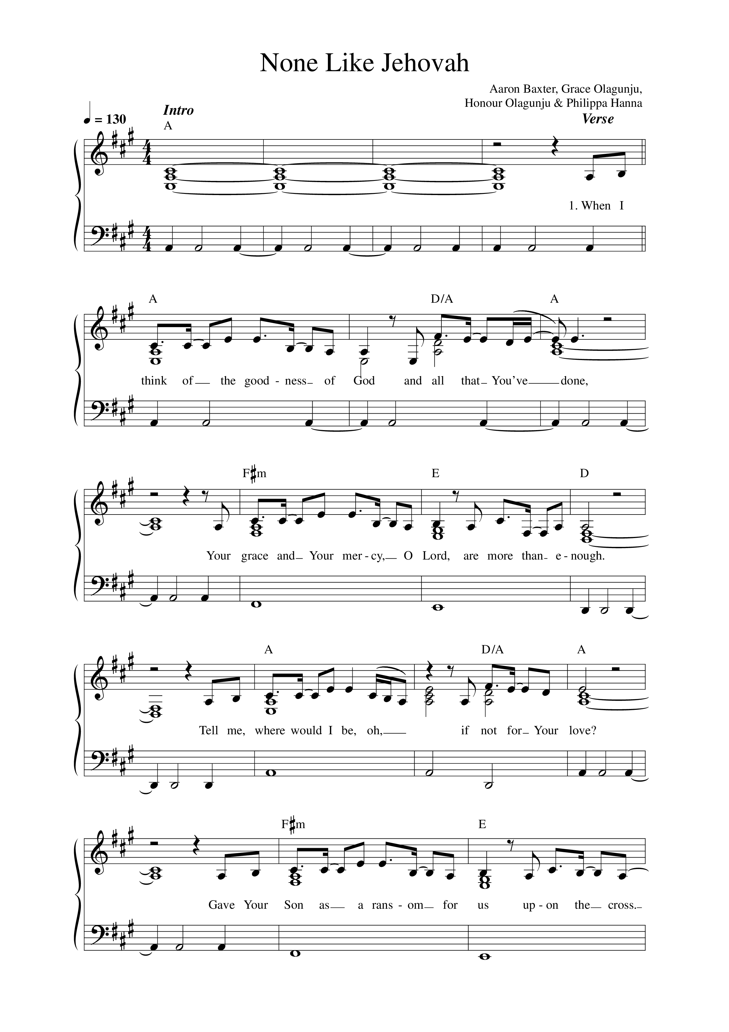 None Like Jehovah Lead Sheet Melody (Philippa Hanna)