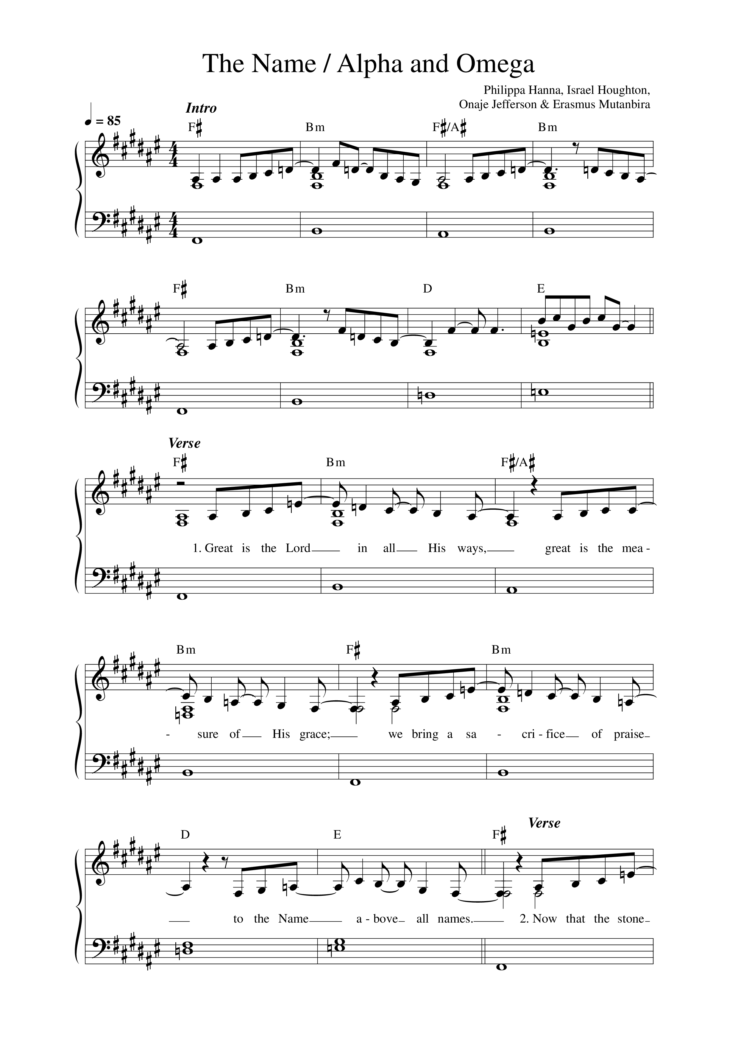 The Name / Alpha and Omega Lead Sheet Melody (Philippa Hanna)