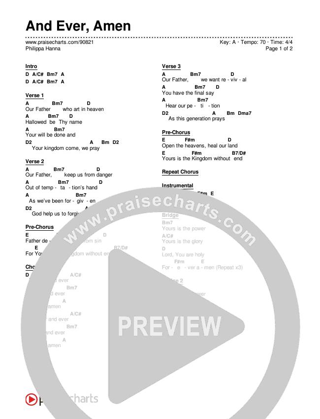 And Ever, Amen Chord Chart (Philippa Hanna)