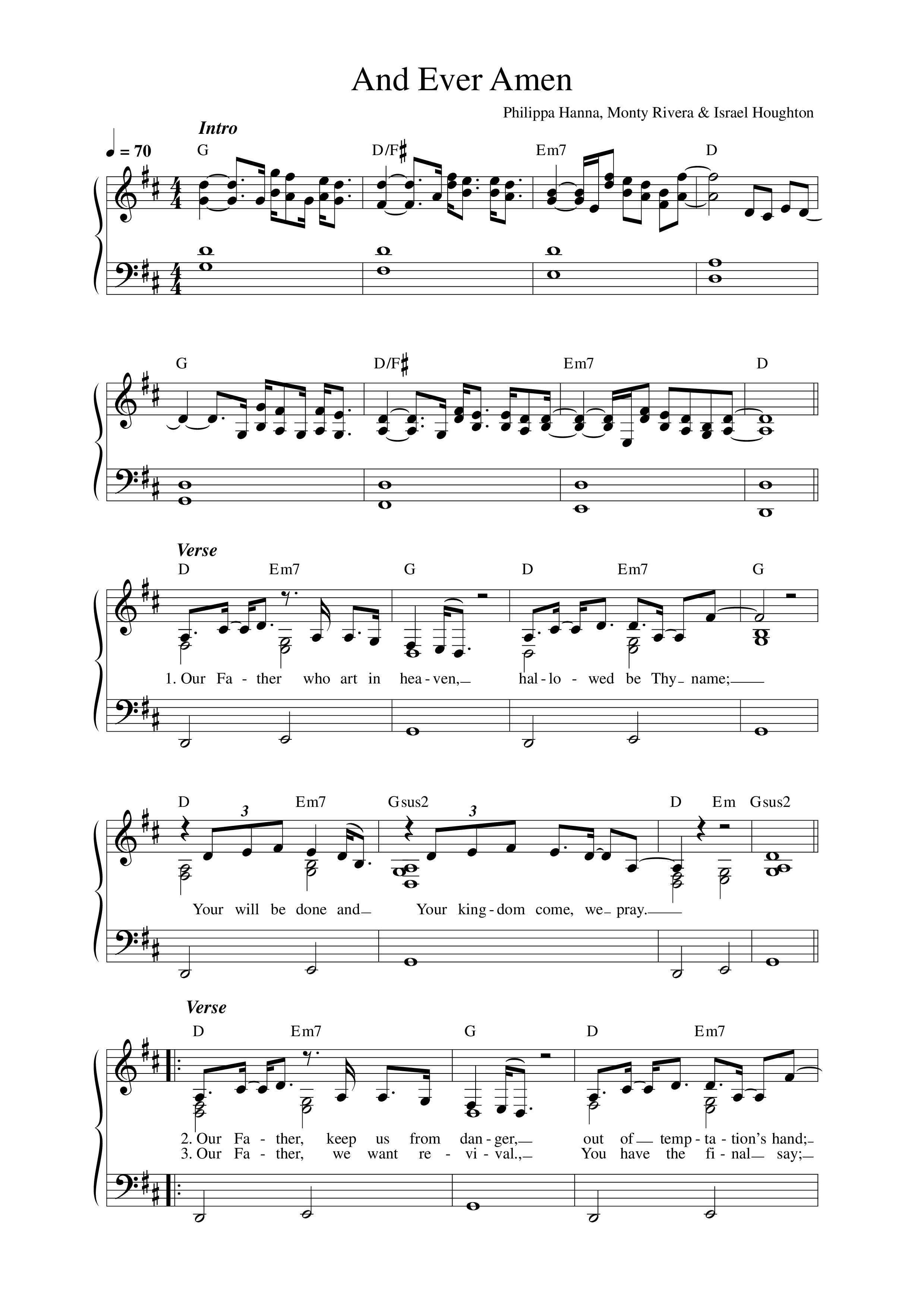 And Ever, Amen Lead Sheet Melody (Philippa Hanna)