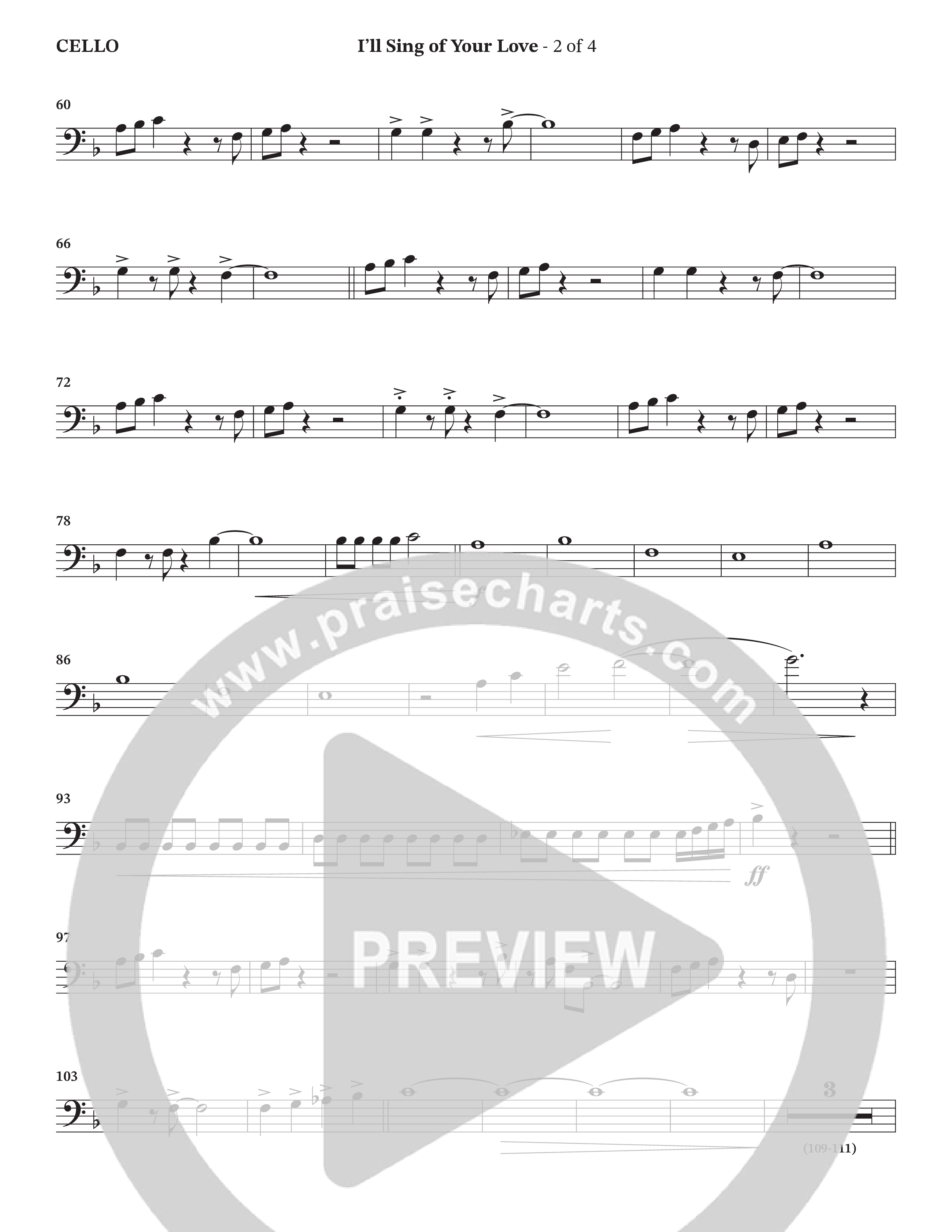 I'll Sing Of Your Love (Choral Anthem SATB) Cello (The Brooklyn Tabernacle Choir / Arr. Carol Cymbala / Orch. Jason Michael Webb)