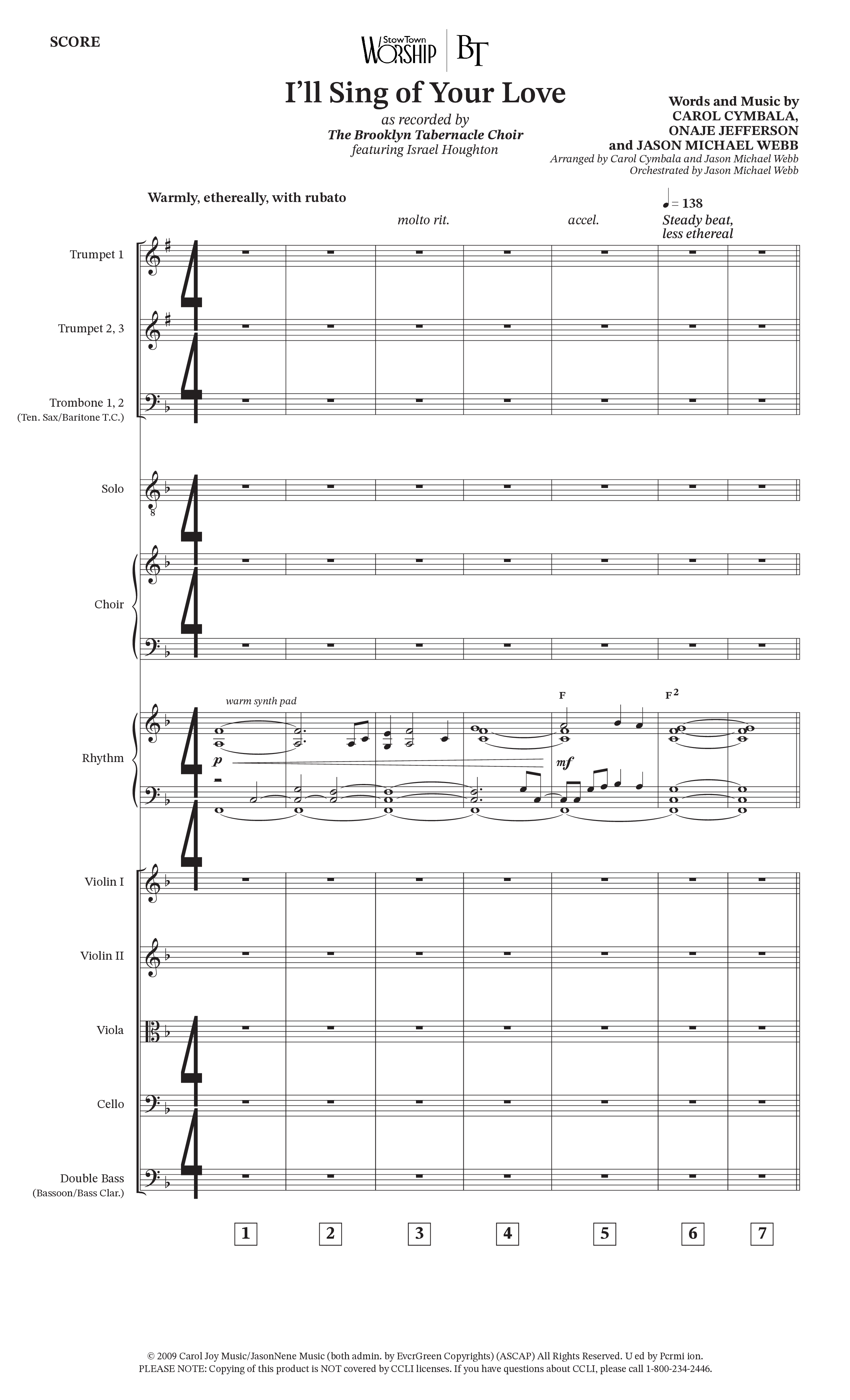 I'll Sing Of Your Love (Choral Anthem SATB) Orchestration (The Brooklyn Tabernacle Choir / Arr. Carol Cymbala / Orch. Jason Michael Webb)