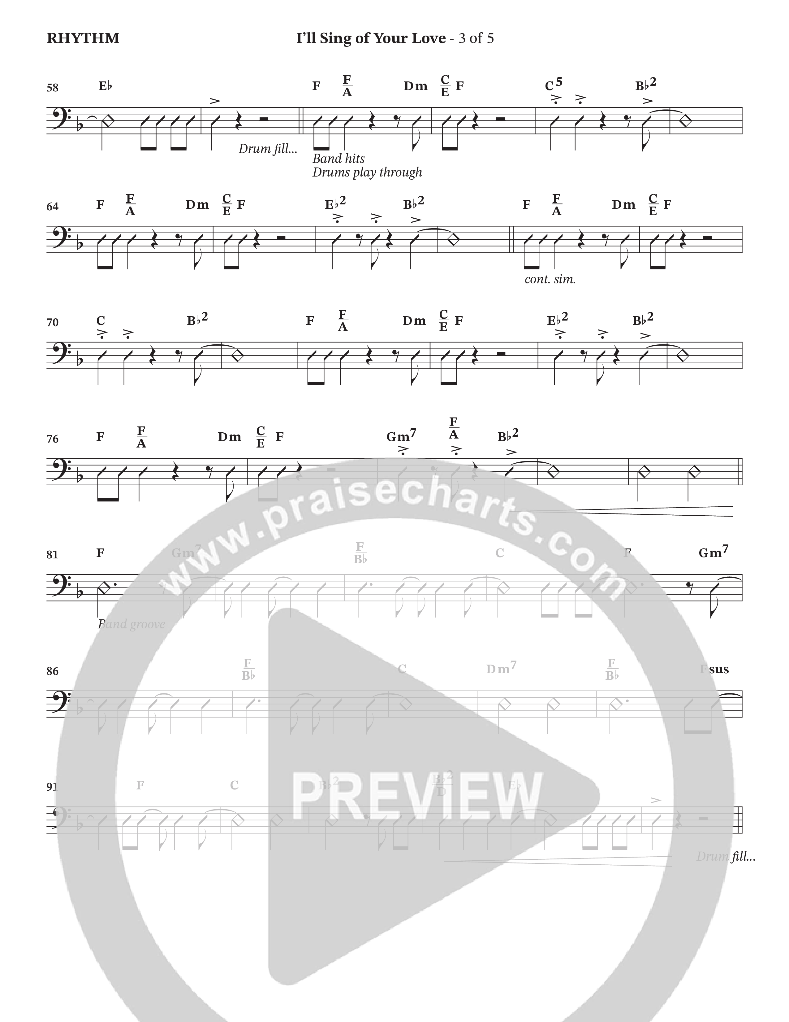 I'll Sing Of Your Love (Choral Anthem SATB) Rhythm Chart (The Brooklyn Tabernacle Choir / Arr. Carol Cymbala / Orch. Jason Michael Webb)