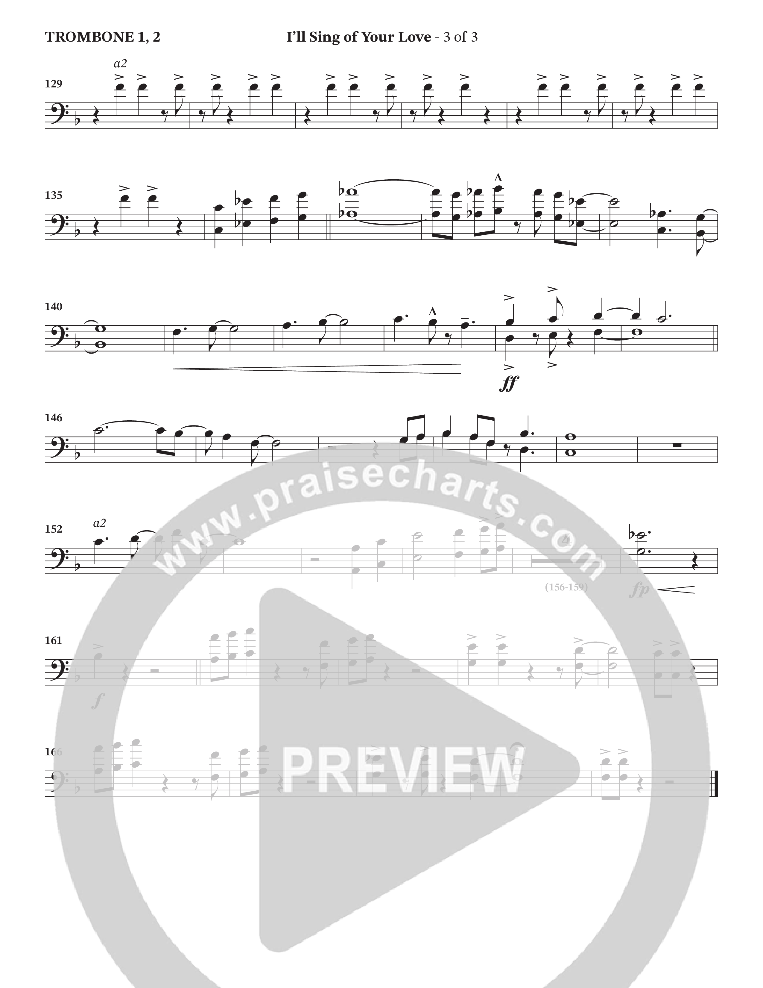 I'll Sing Of Your Love (Choral Anthem SATB) Trombone 1/2 (The Brooklyn Tabernacle Choir / Arr. Carol Cymbala / Orch. Jason Michael Webb)