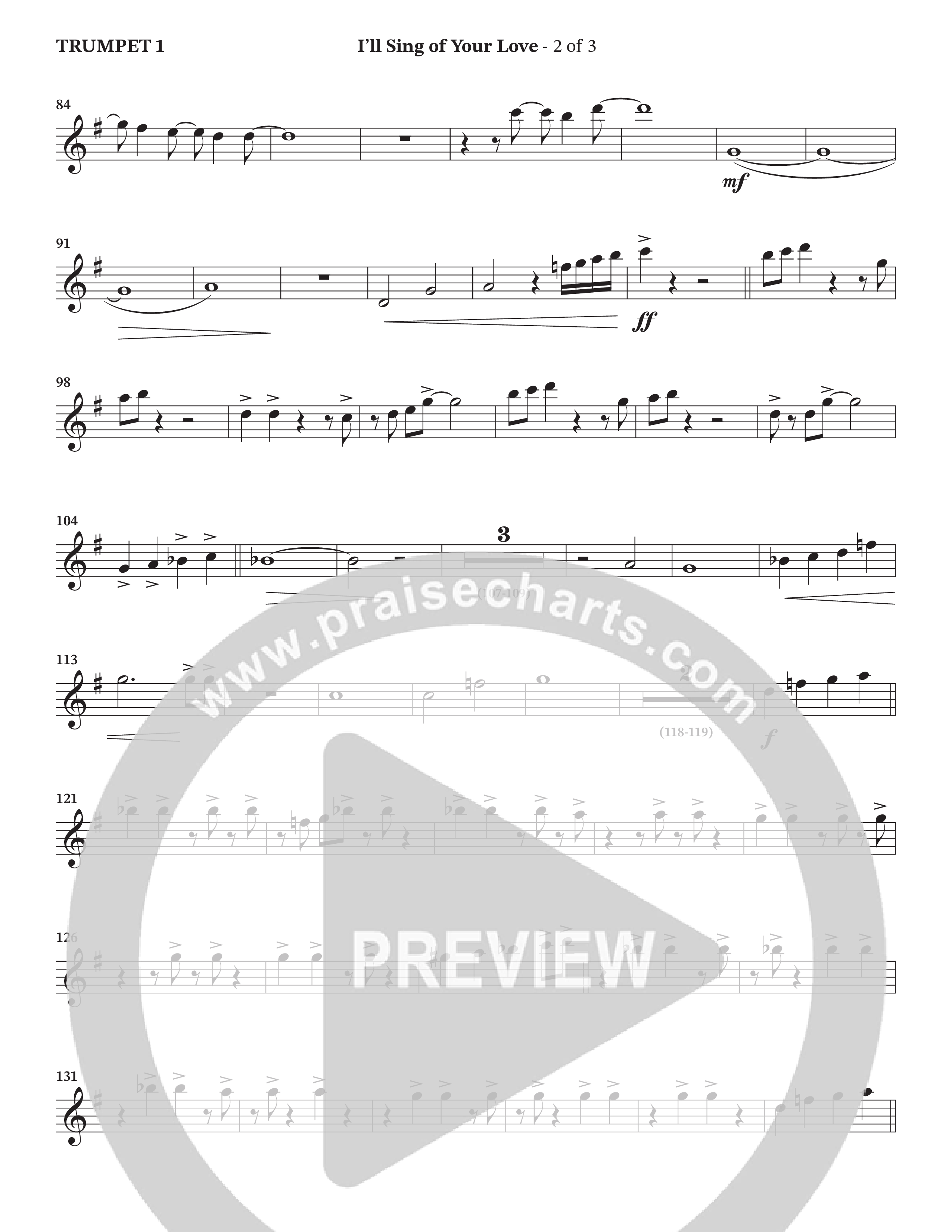 I'll Sing Of Your Love (Choral Anthem SATB) Trumpet 1 (The Brooklyn Tabernacle Choir / Arr. Carol Cymbala / Orch. Jason Michael Webb)
