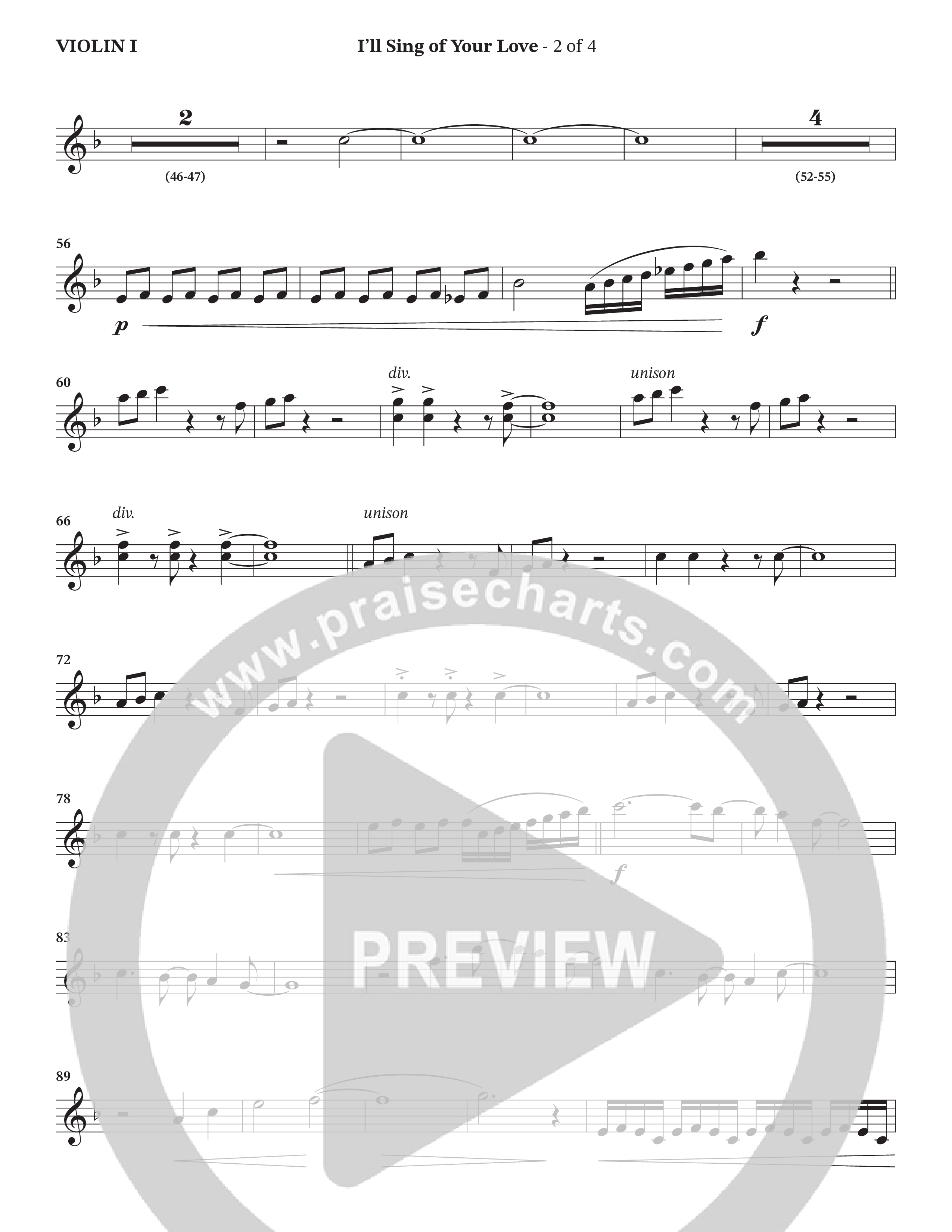 I'll Sing Of Your Love (Choral Anthem SATB) Violin 1 (The Brooklyn Tabernacle Choir / Arr. Carol Cymbala / Orch. Jason Michael Webb)
