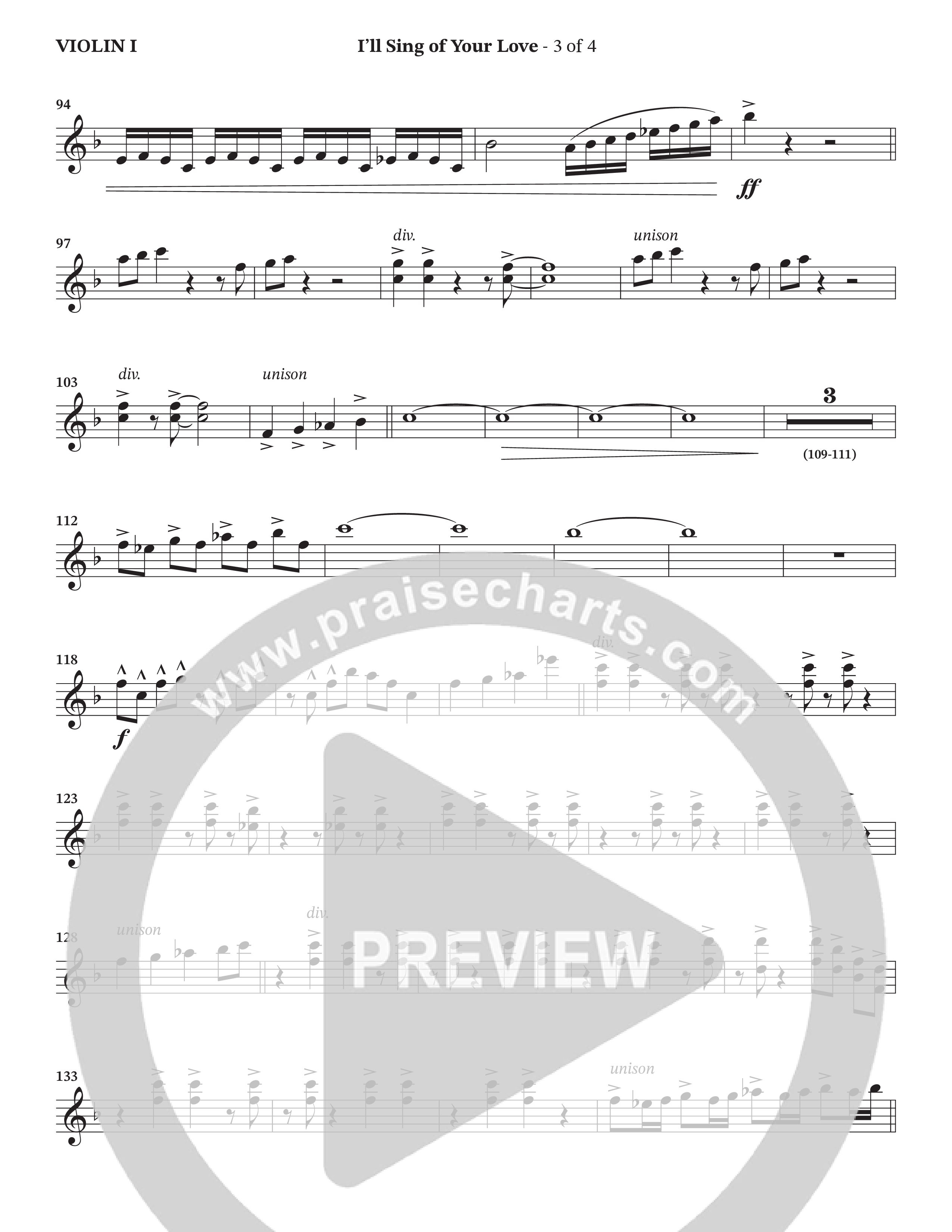 I'll Sing Of Your Love (Choral Anthem SATB) Violin 1 (The Brooklyn Tabernacle Choir / Arr. Carol Cymbala / Orch. Jason Michael Webb)