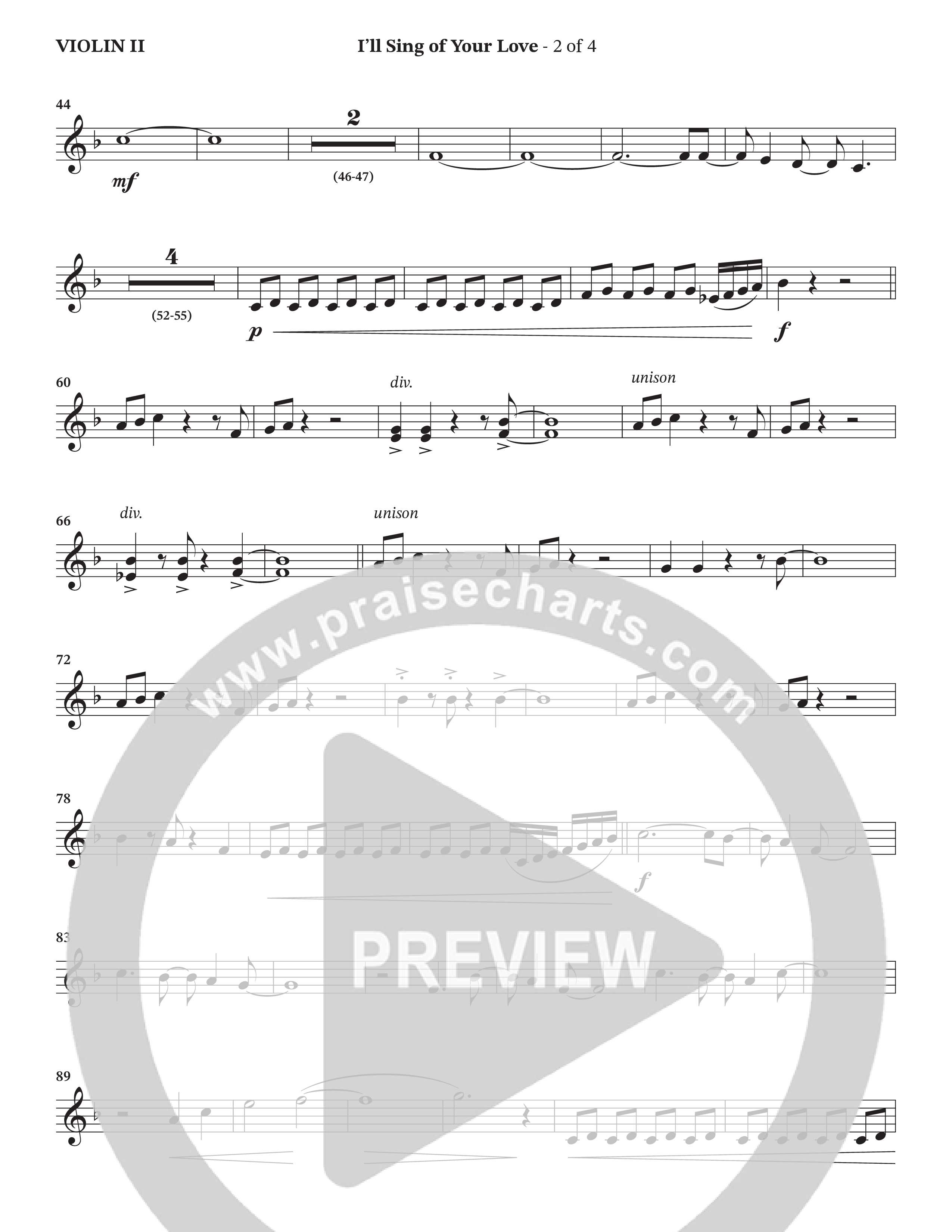 I'll Sing Of Your Love (Choral Anthem SATB) Violin 2 (The Brooklyn Tabernacle Choir / Arr. Carol Cymbala / Orch. Jason Michael Webb)
