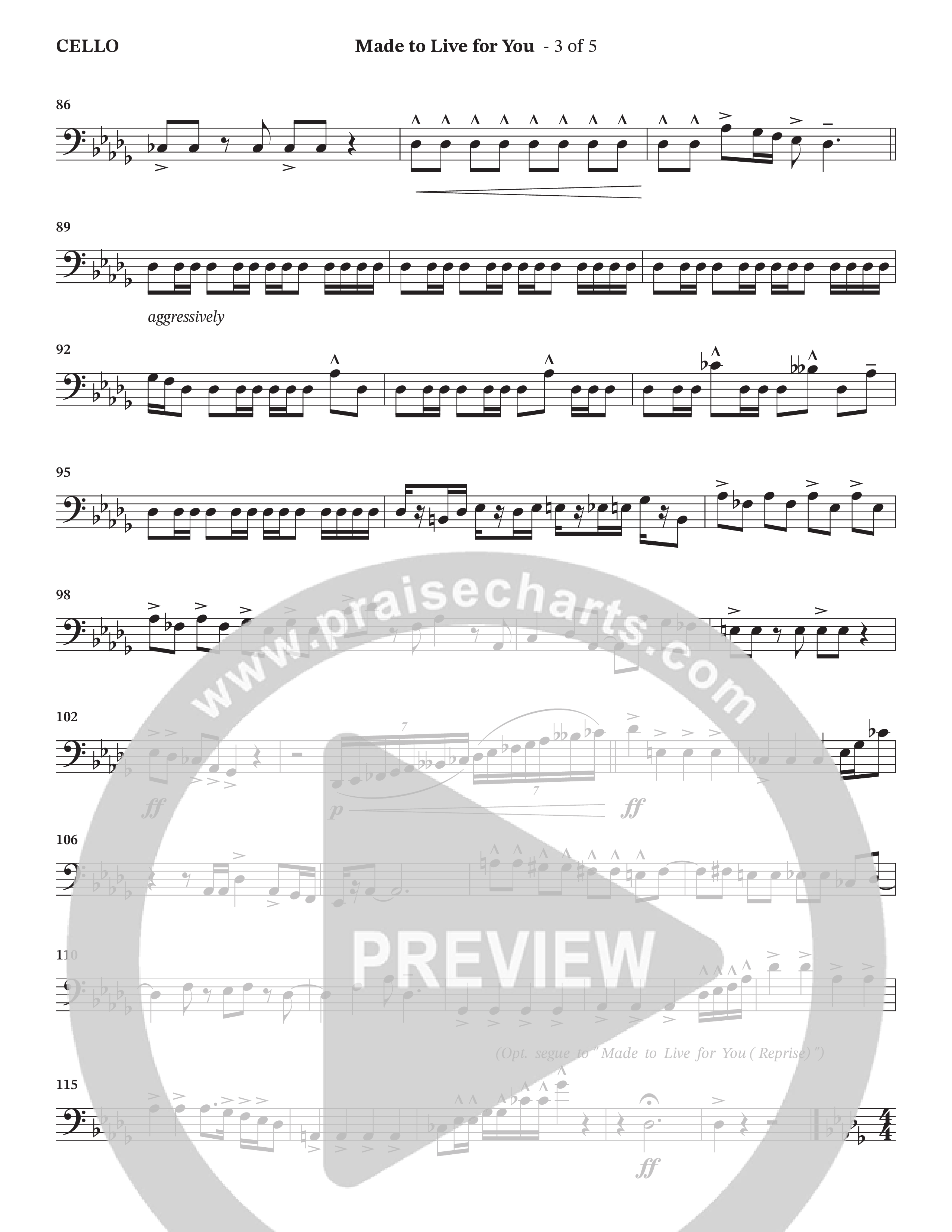 Made To Live For You (Choral Anthem SATB) Cello (The Brooklyn Tabernacle Choir / Arr. Carol Cymbala / Orch. Jason Michael Webb)