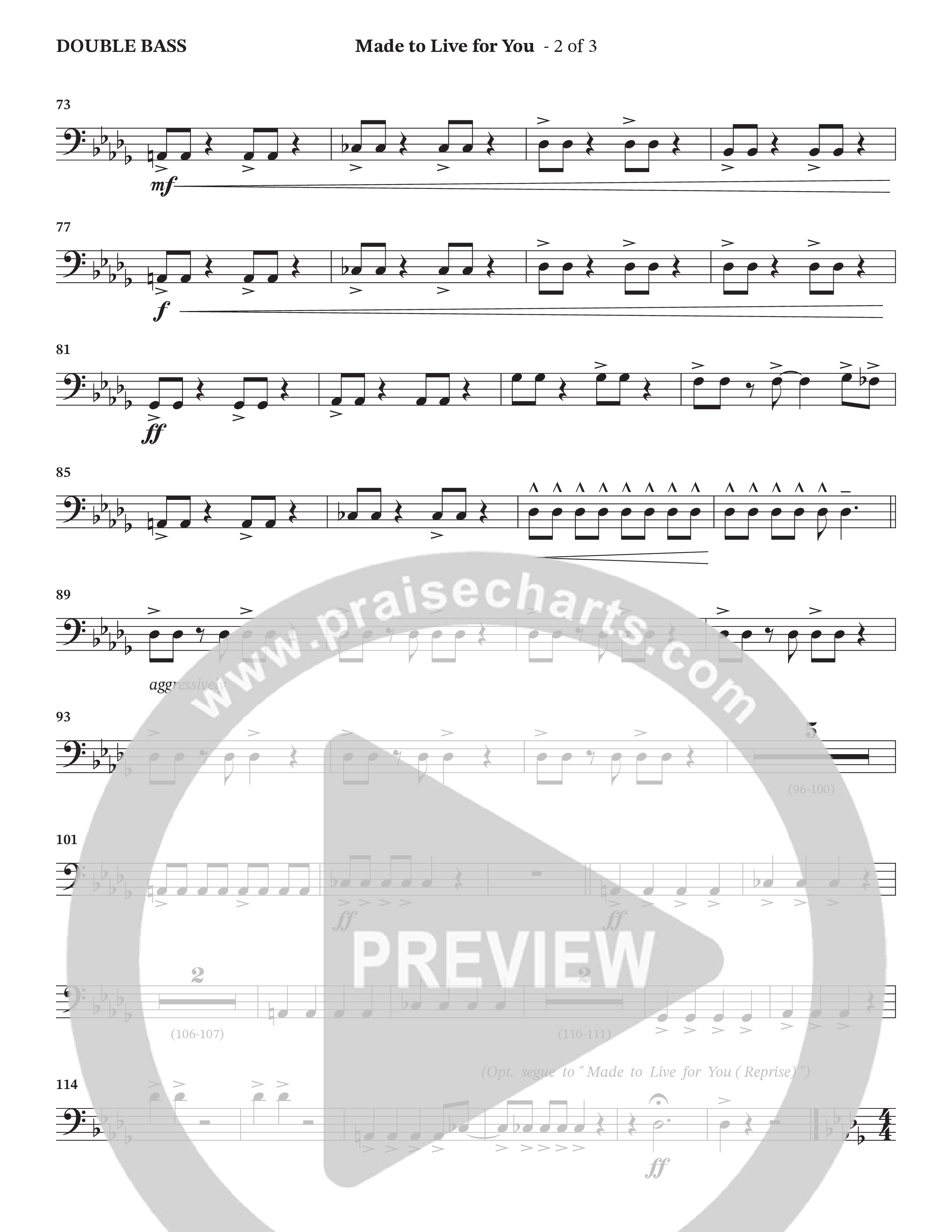 Made To Live For You (Choral Anthem SATB) Double Bass (The Brooklyn Tabernacle Choir / Arr. Carol Cymbala / Orch. Jason Michael Webb)