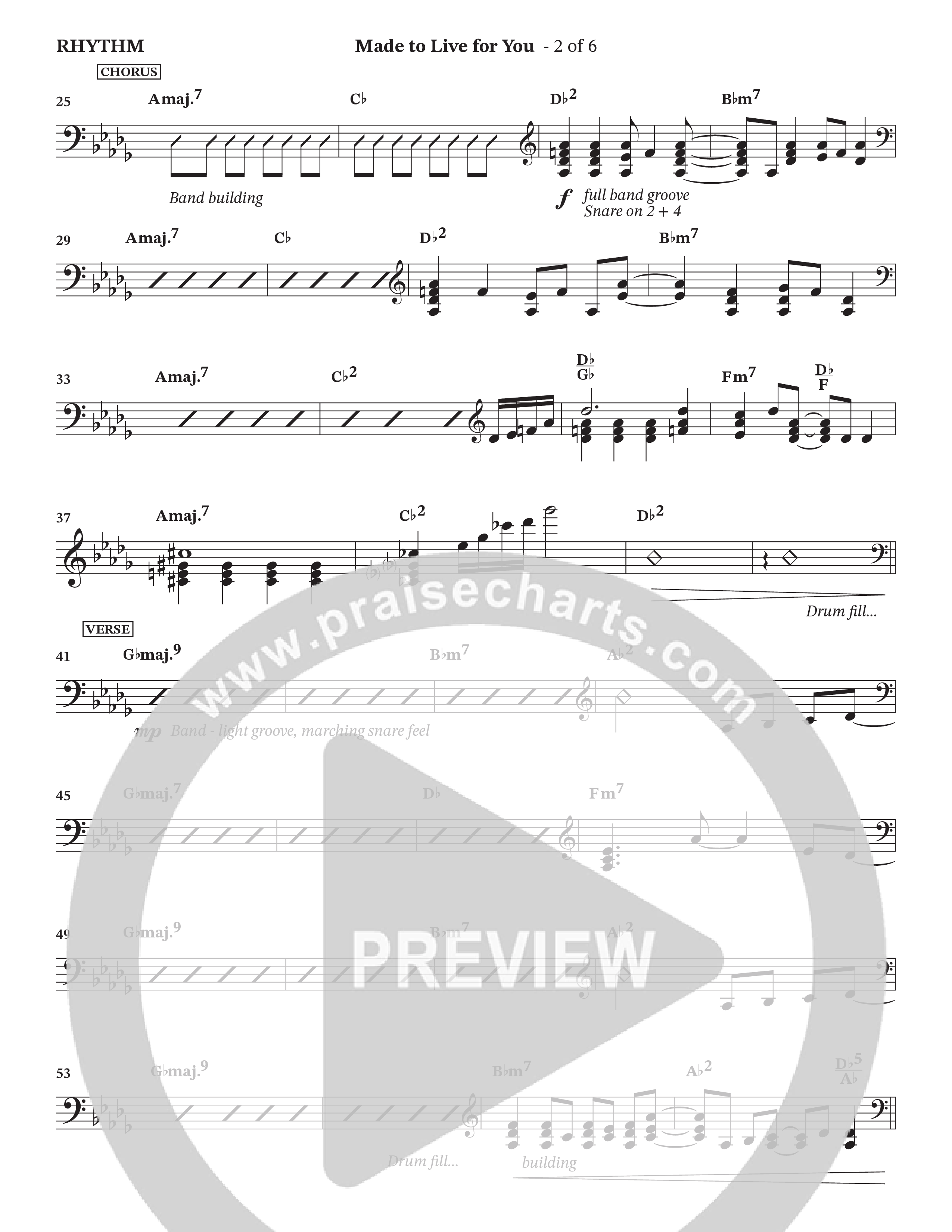 Made To Live For You (Choral Anthem SATB) Rhythm Chart (The Brooklyn Tabernacle Choir / Arr. Carol Cymbala / Orch. Jason Michael Webb)