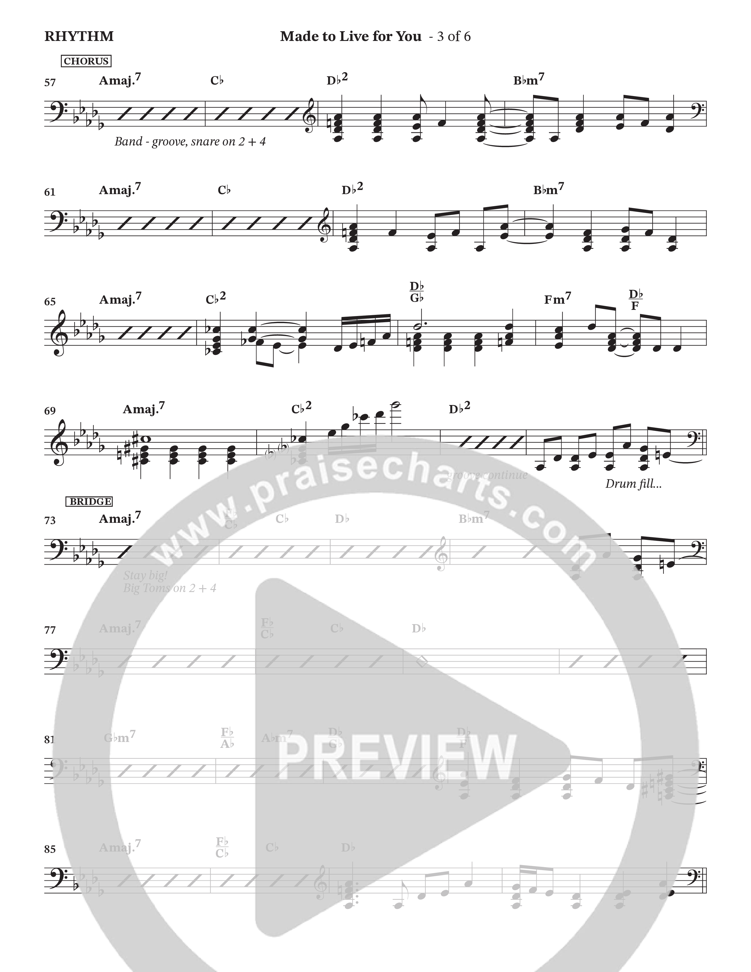 Made To Live For You (Choral Anthem SATB) Rhythm Chart (The Brooklyn Tabernacle Choir / Arr. Carol Cymbala / Orch. Jason Michael Webb)