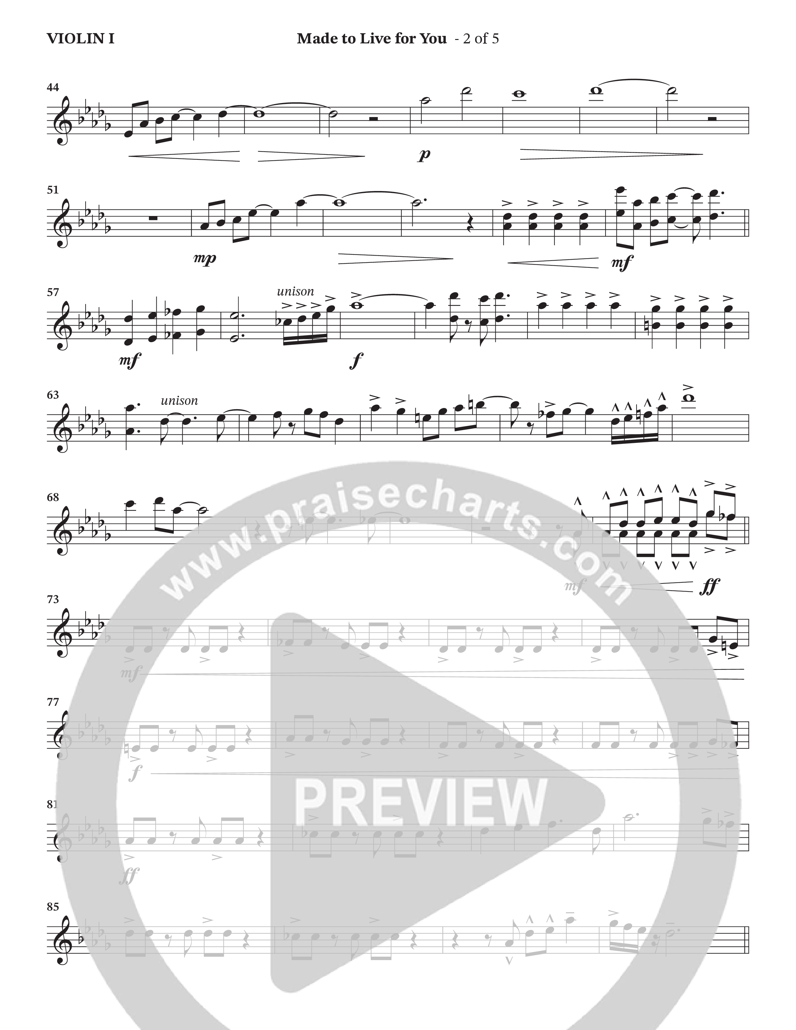 Made To Live For You (Choral Anthem SATB) Violin 1 (The Brooklyn Tabernacle Choir / Arr. Carol Cymbala / Orch. Jason Michael Webb)