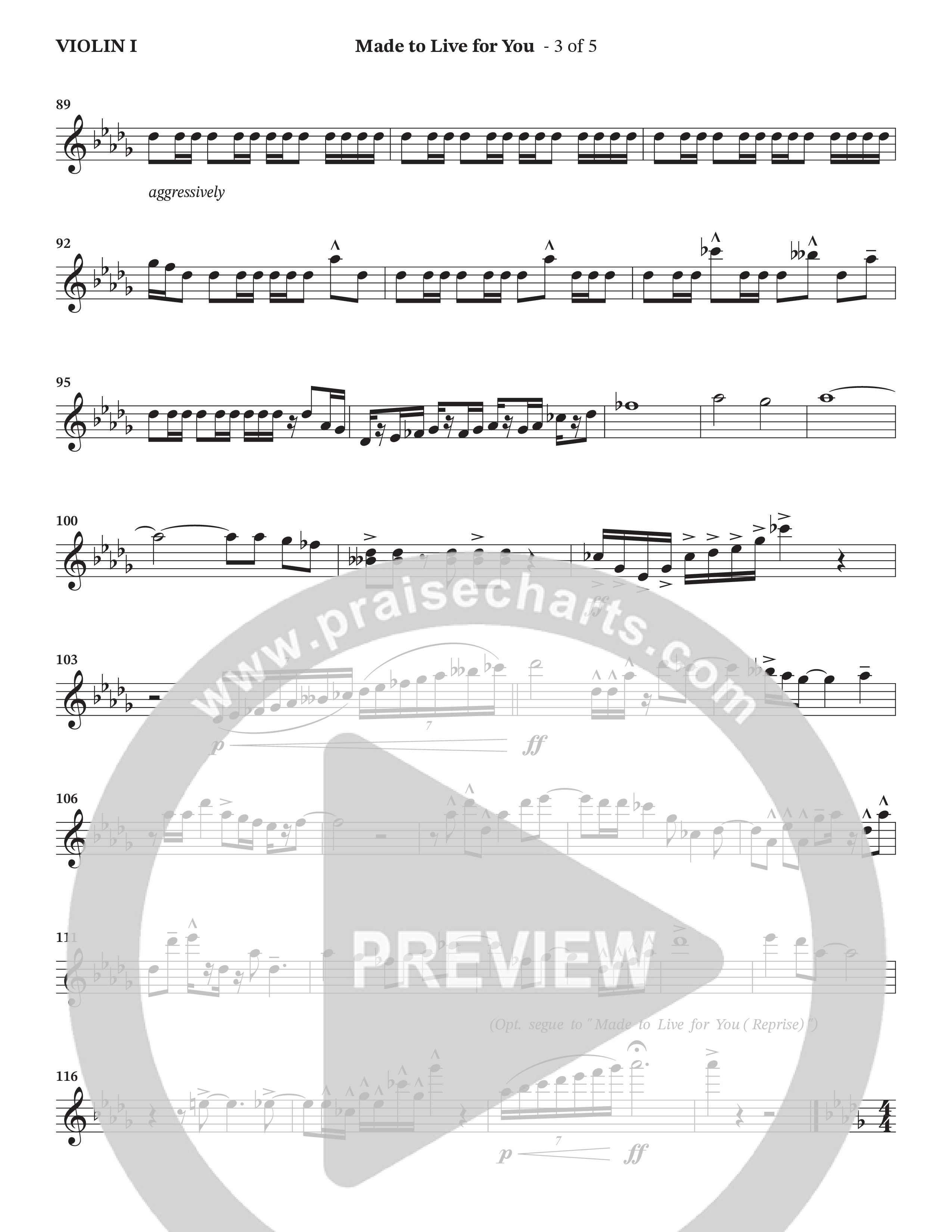 Made To Live For You (Choral Anthem SATB) Violin 1 (The Brooklyn Tabernacle Choir / Arr. Carol Cymbala / Orch. Jason Michael Webb)