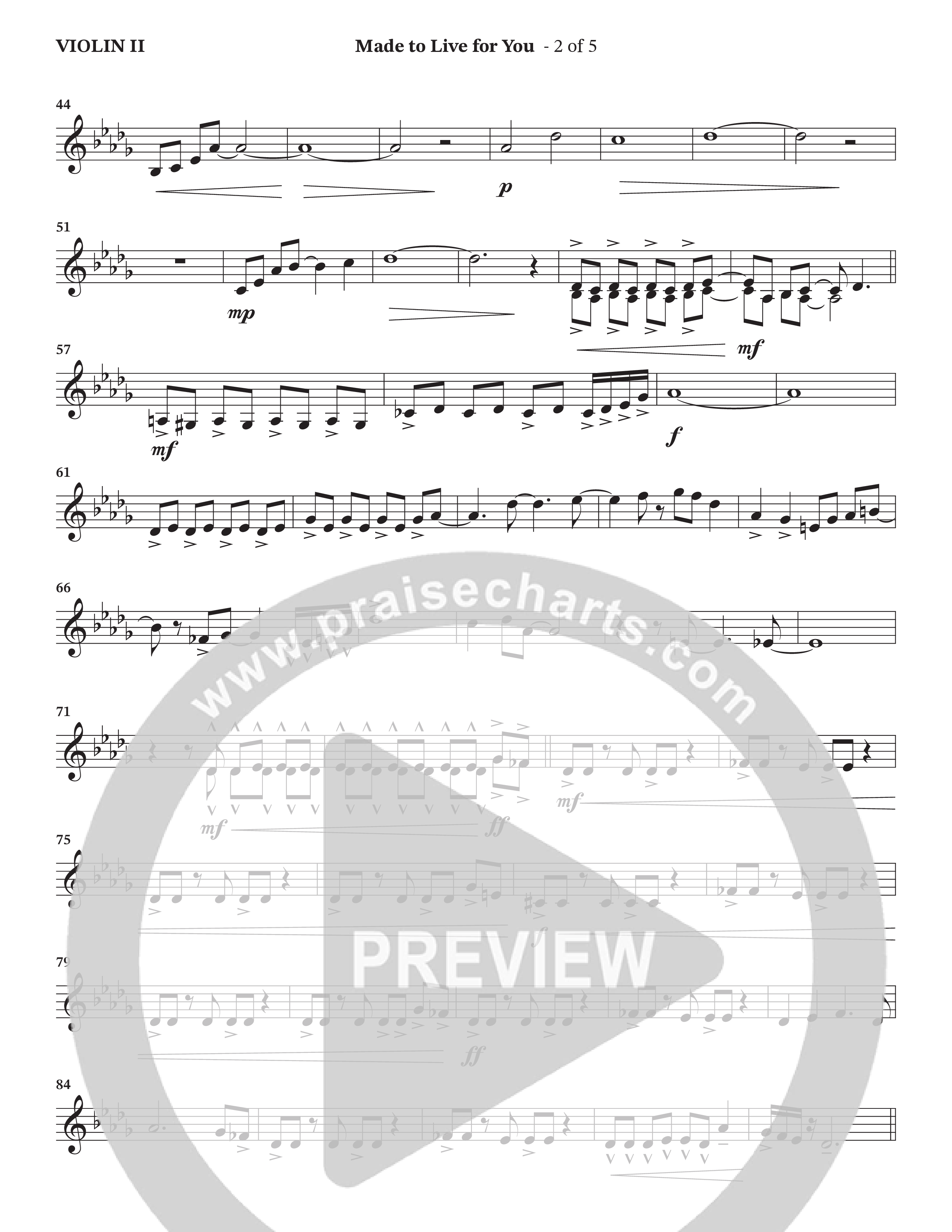 Made To Live For You (Choral Anthem SATB) Violin 2 (The Brooklyn Tabernacle Choir / Arr. Carol Cymbala / Orch. Jason Michael Webb)