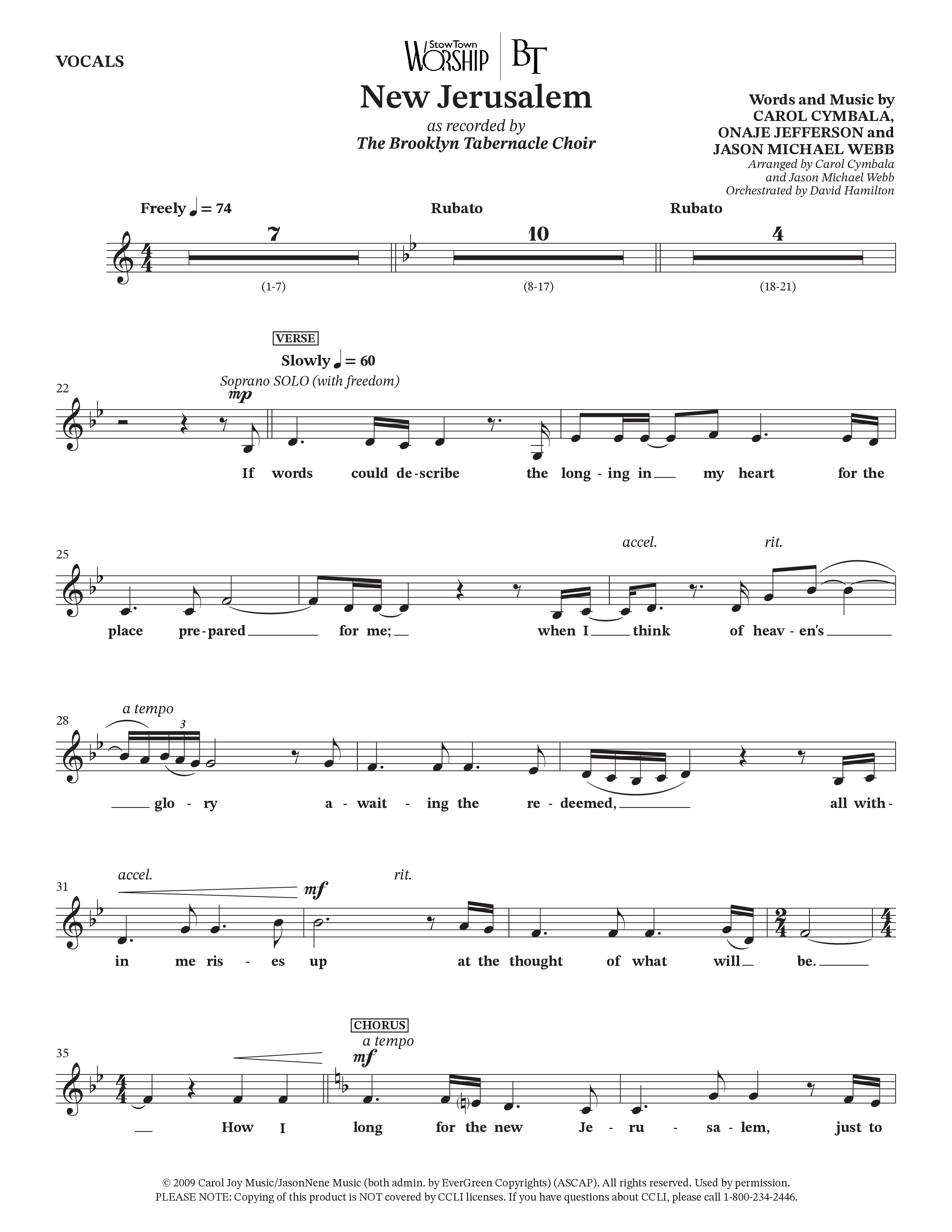 New Jerusalem (Choral Anthem SATB) Choir Sheet (SATB) (The Brooklyn Tabernacle Choir / Arr. Carol Cymbala / Arr. Jason Webb / Orch. David Hamilton)