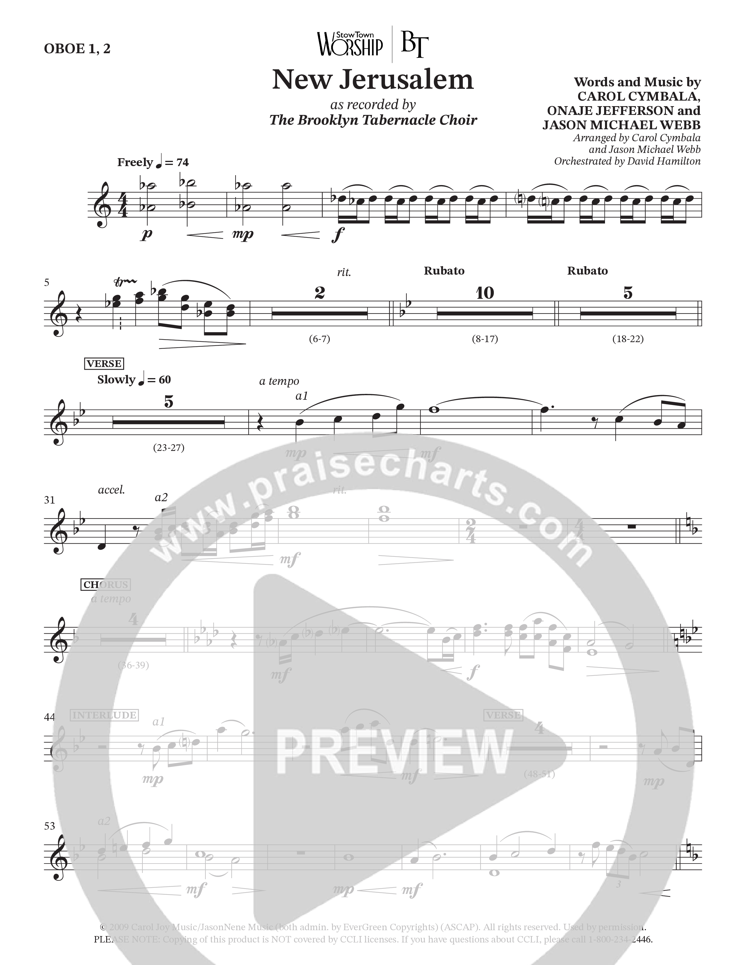 New Jerusalem (Choral Anthem SATB) Oboe (The Brooklyn Tabernacle Choir / Arr. Carol Cymbala / Arr. Jason Webb / Orch. David Hamilton)