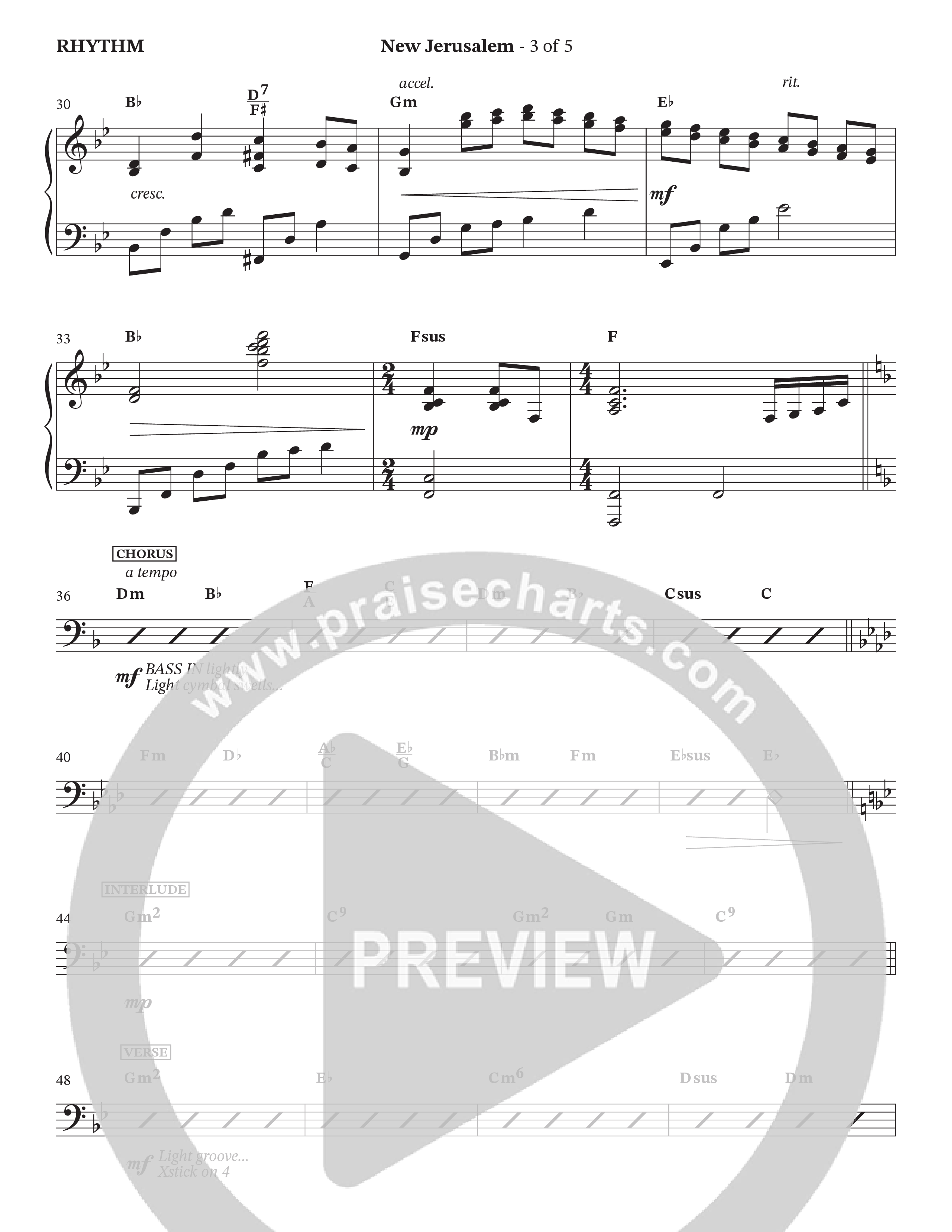 New Jerusalem (Choral Anthem SATB) Rhythm Chart (The Brooklyn Tabernacle Choir / Arr. Carol Cymbala / Arr. Jason Webb / Orch. David Hamilton)