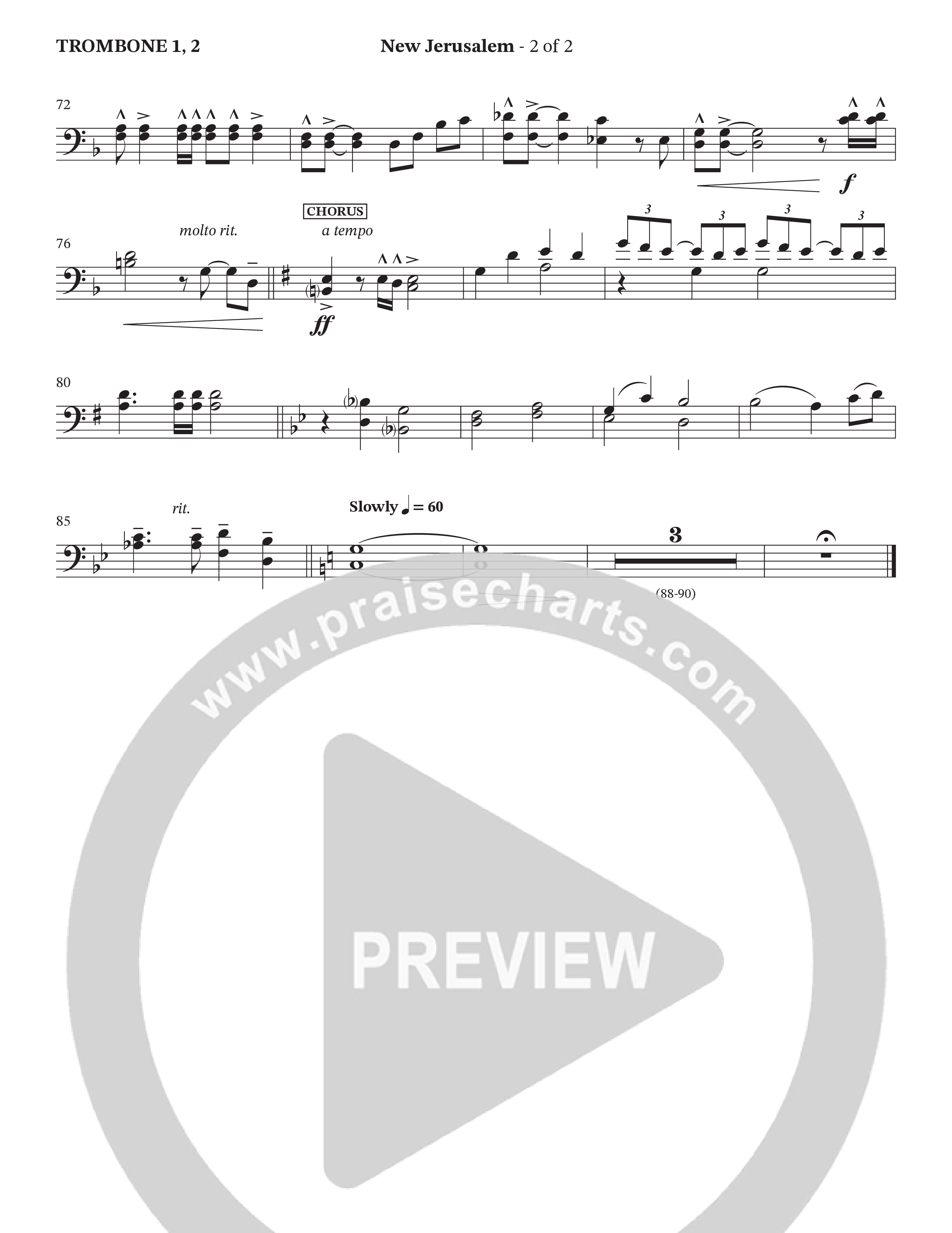 New Jerusalem (Choral Anthem SATB) Trombone 1/2 (The Brooklyn Tabernacle Choir / Arr. Carol Cymbala / Arr. Jason Webb / Orch. David Hamilton)