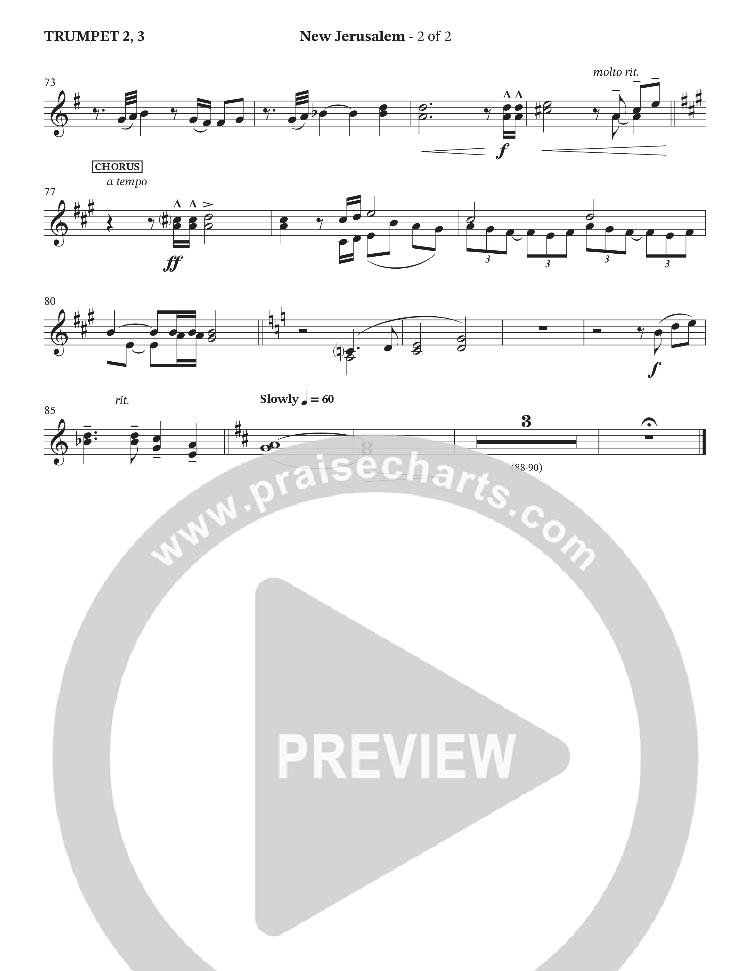 New Jerusalem (Choral Anthem SATB) Trumpet 2/3 (The Brooklyn Tabernacle Choir / Arr. Carol Cymbala / Arr. Jason Webb / Orch. David Hamilton)
