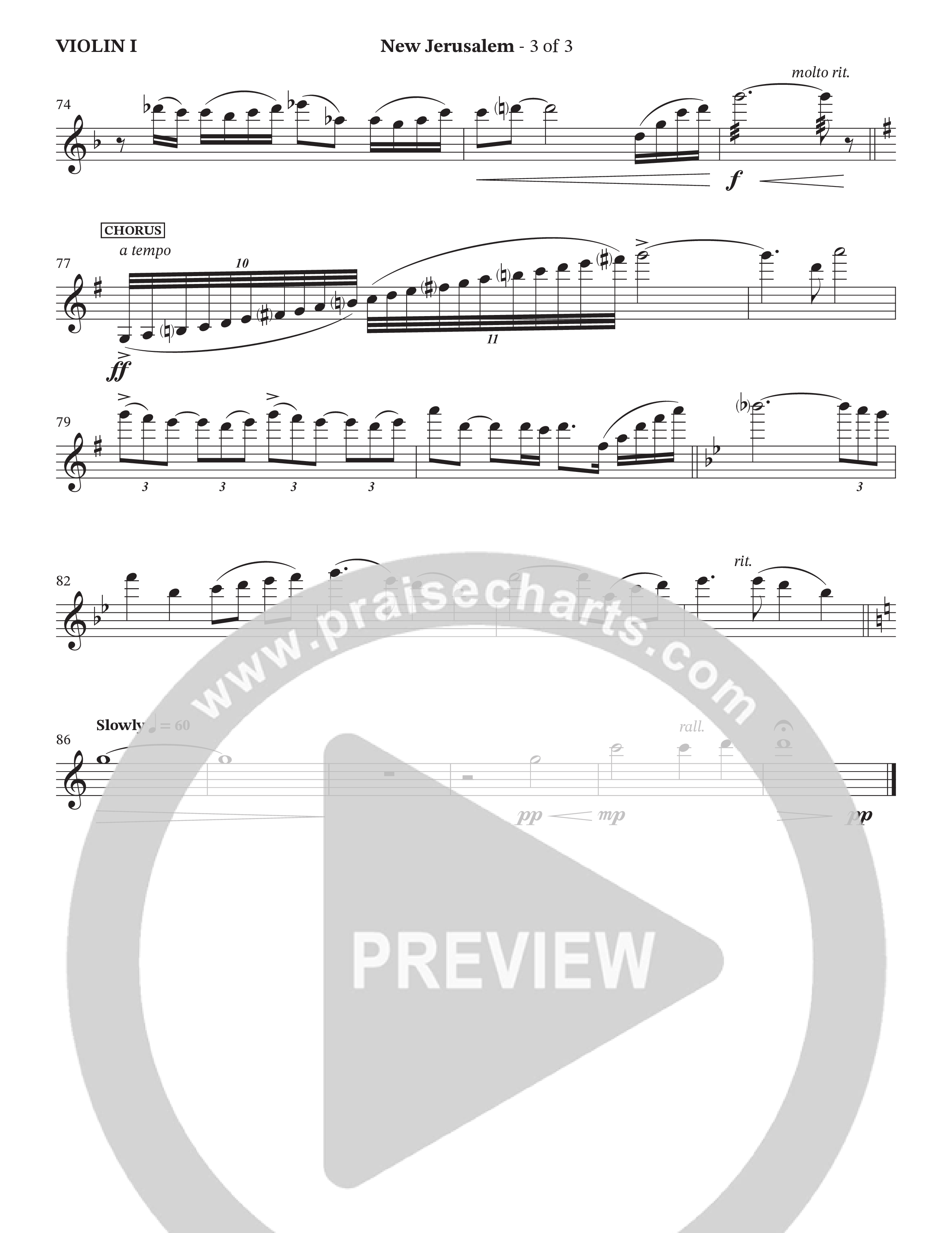 New Jerusalem (Choral Anthem SATB) Violin 1 (The Brooklyn Tabernacle Choir / Arr. Carol Cymbala / Arr. Jason Webb / Orch. David Hamilton)