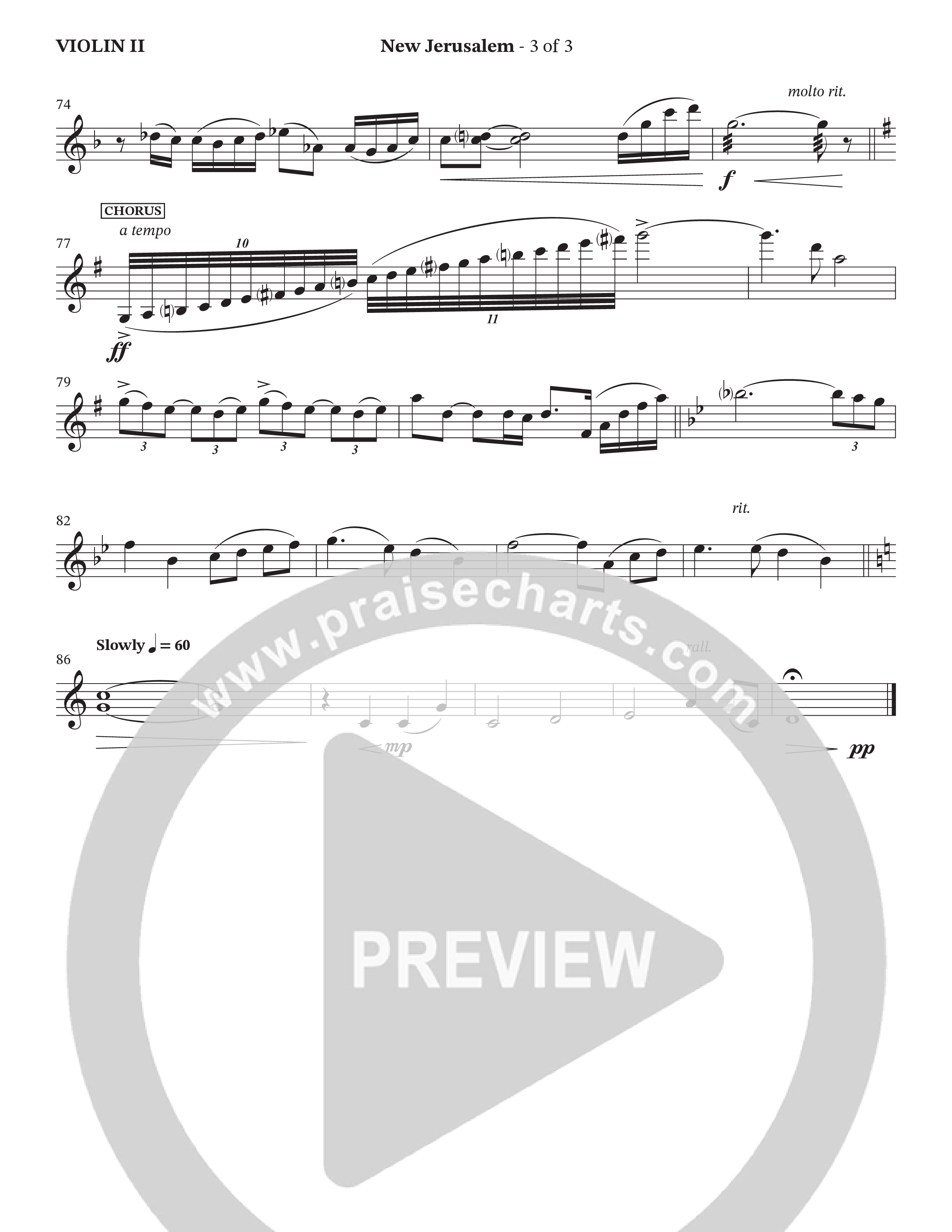 New Jerusalem (Choral Anthem SATB) Violin 2 (The Brooklyn Tabernacle Choir / Arr. Carol Cymbala / Arr. Jason Webb / Orch. David Hamilton)