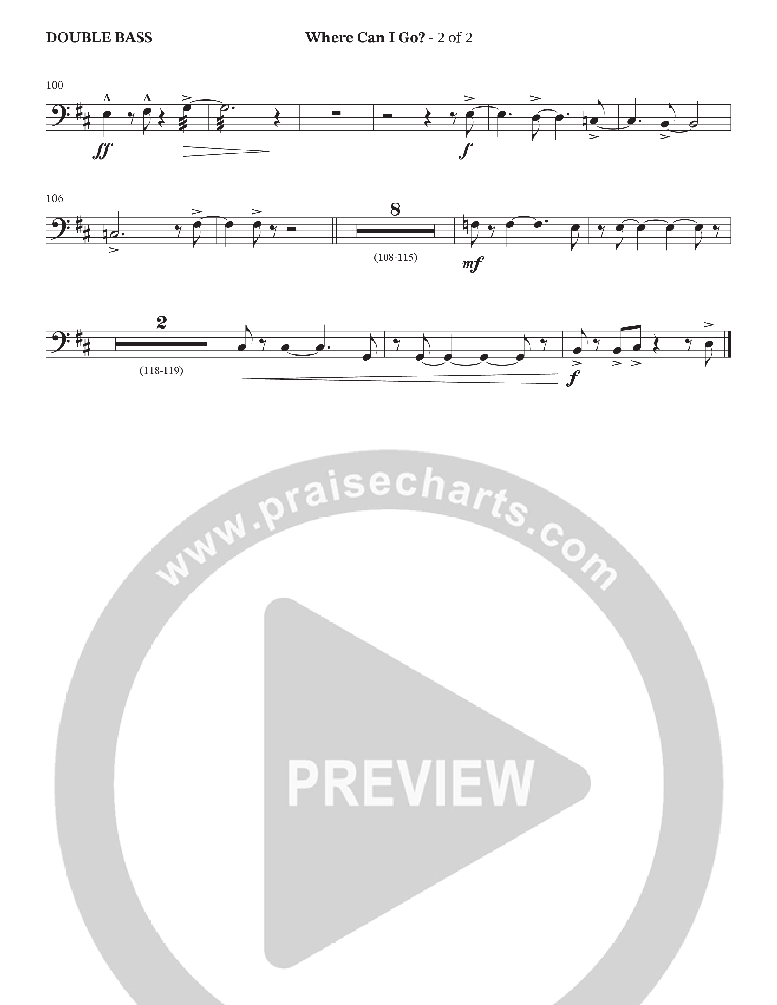 Where Can I Go (Choral Anthem SATB) Double Bass (The Brooklyn Tabernacle Choir / Arr. Carol Cymbala / Orch. Jason Michael Webb)