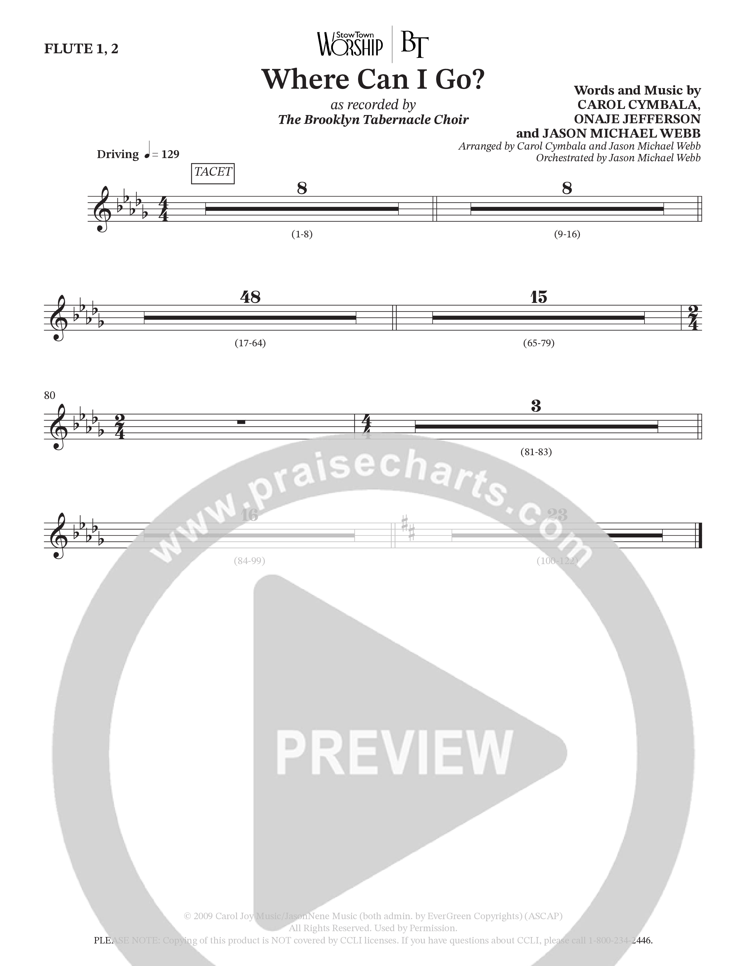 Where Can I Go (Choral Anthem SATB) Flute 1/2 (The Brooklyn Tabernacle Choir / Arr. Carol Cymbala / Orch. Jason Michael Webb)