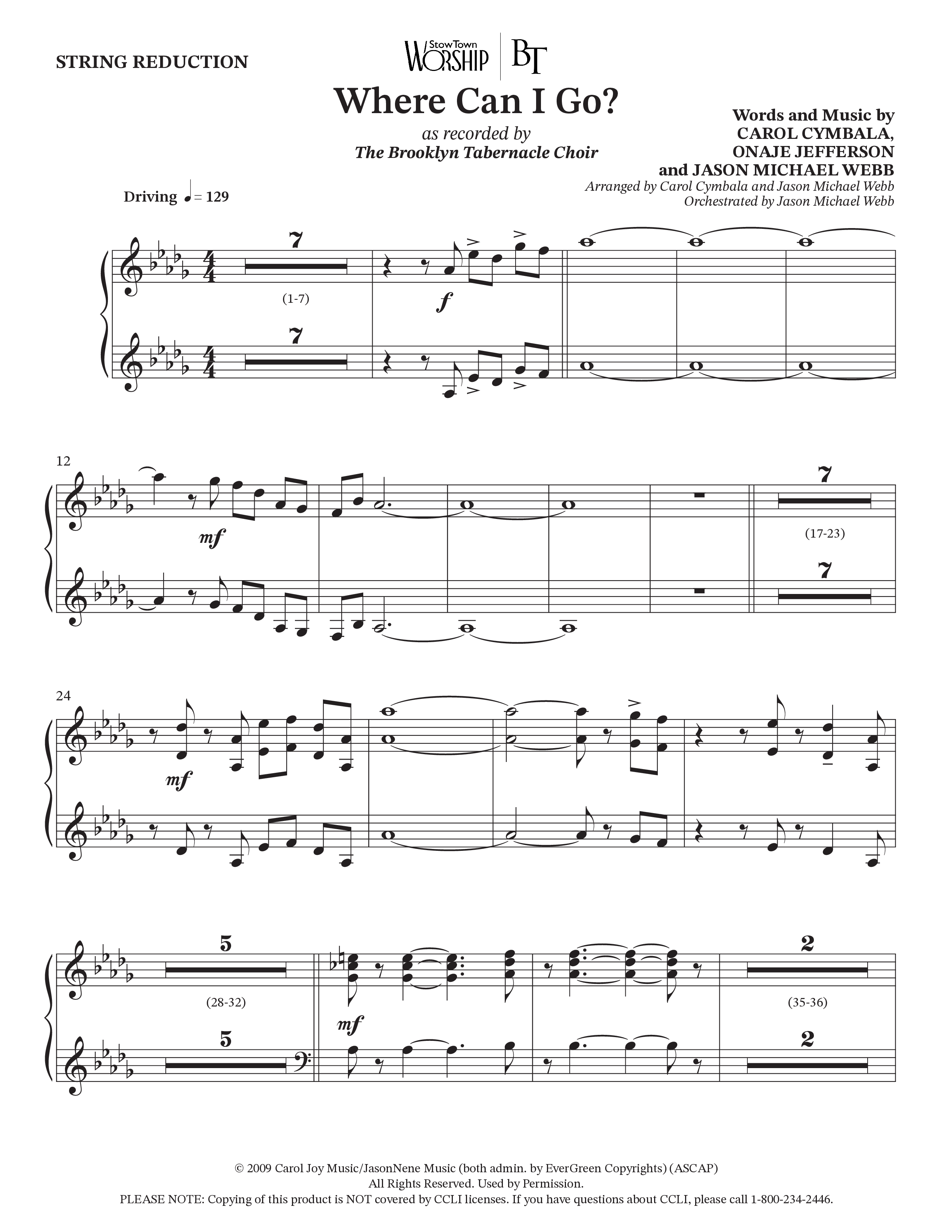 Where Can I Go (Choral Anthem SATB) String Reduction (The Brooklyn Tabernacle Choir / Arr. Carol Cymbala / Orch. Jason Michael Webb)