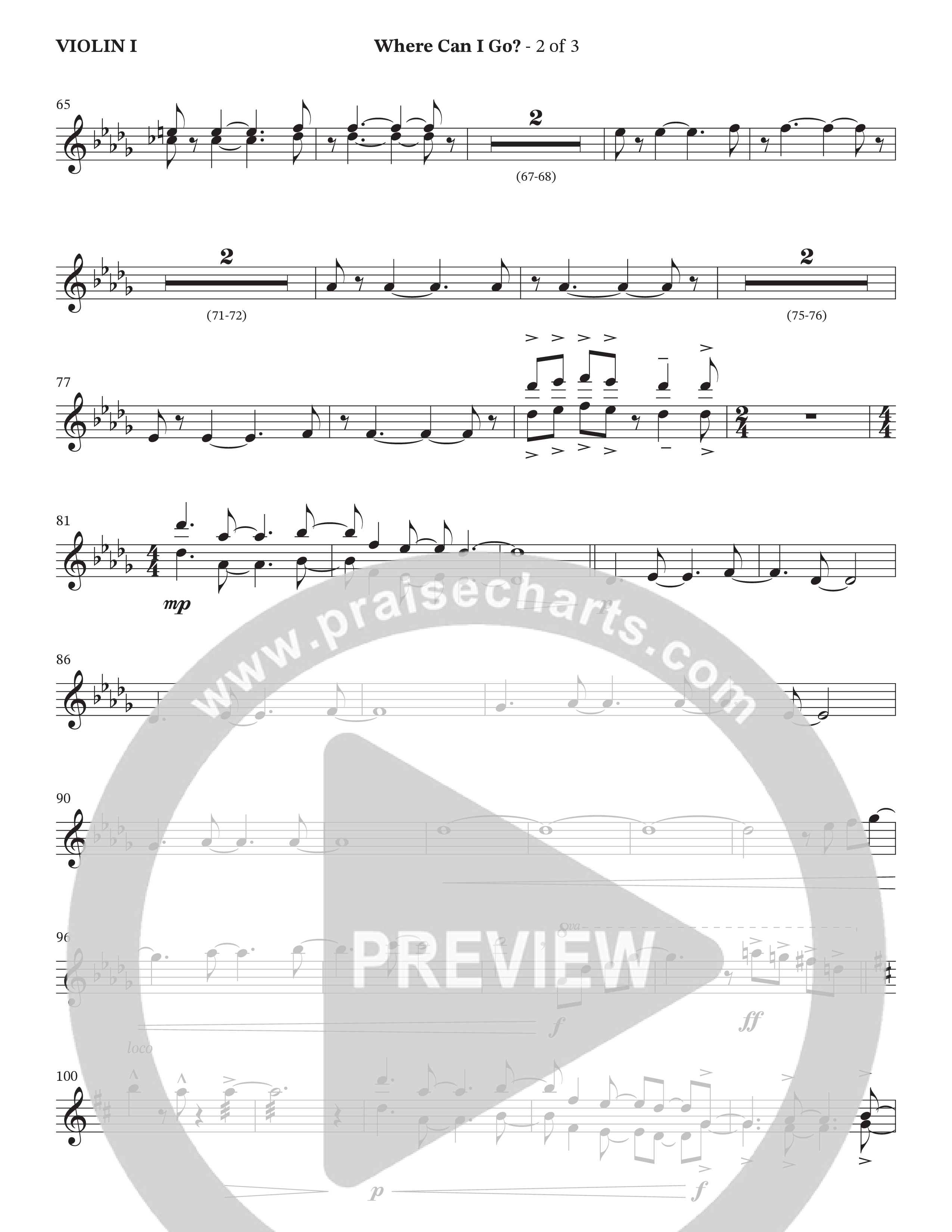 Where Can I Go (Choral Anthem SATB) Violin 1 (The Brooklyn Tabernacle Choir / Arr. Carol Cymbala / Orch. Jason Michael Webb)