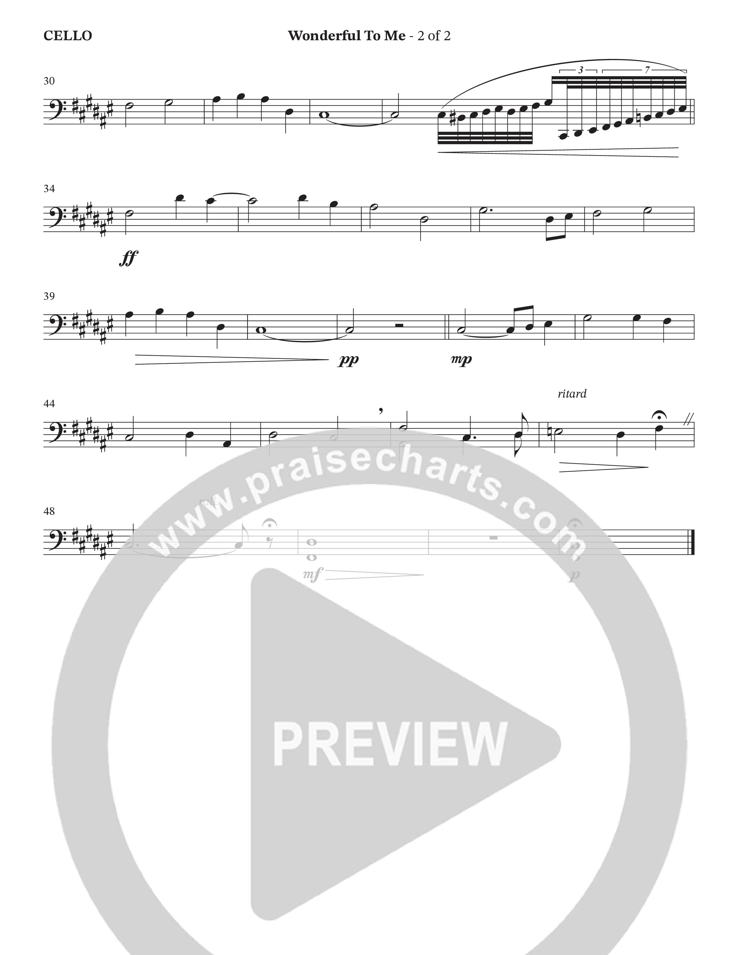 Wonderful To Me (Choral Anthem SATB) Cello (The Brooklyn Tabernacle Choir / Arr. Carol Cymbala / Orch. Jason Michael Webb)