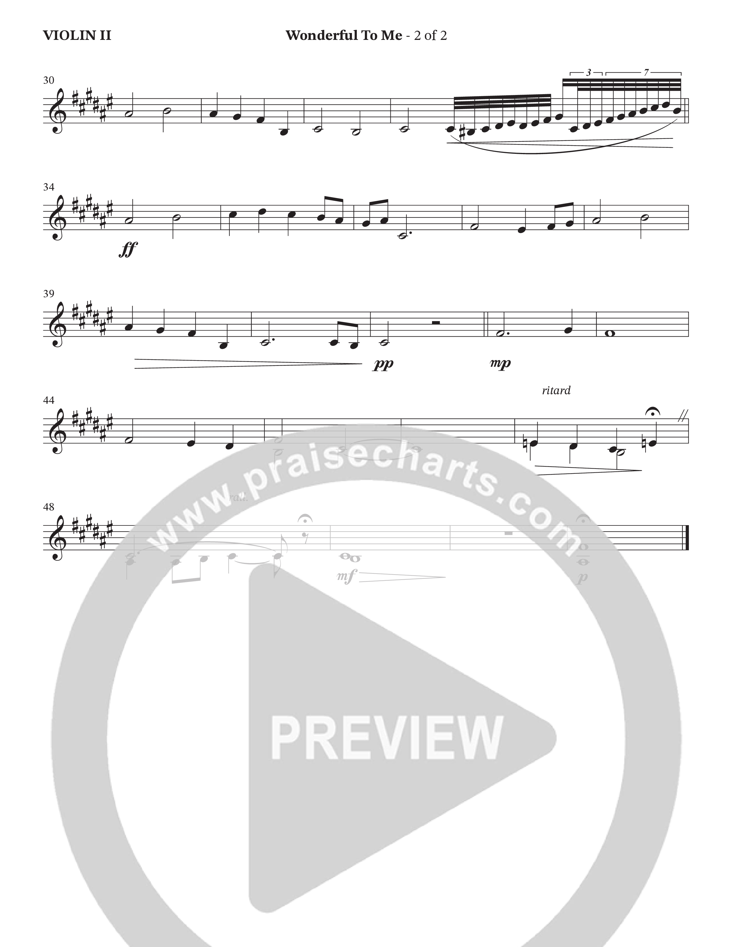 Wonderful To Me (Choral Anthem SATB) Violin 2 (The Brooklyn Tabernacle Choir / Arr. Carol Cymbala / Orch. Jason Michael Webb)