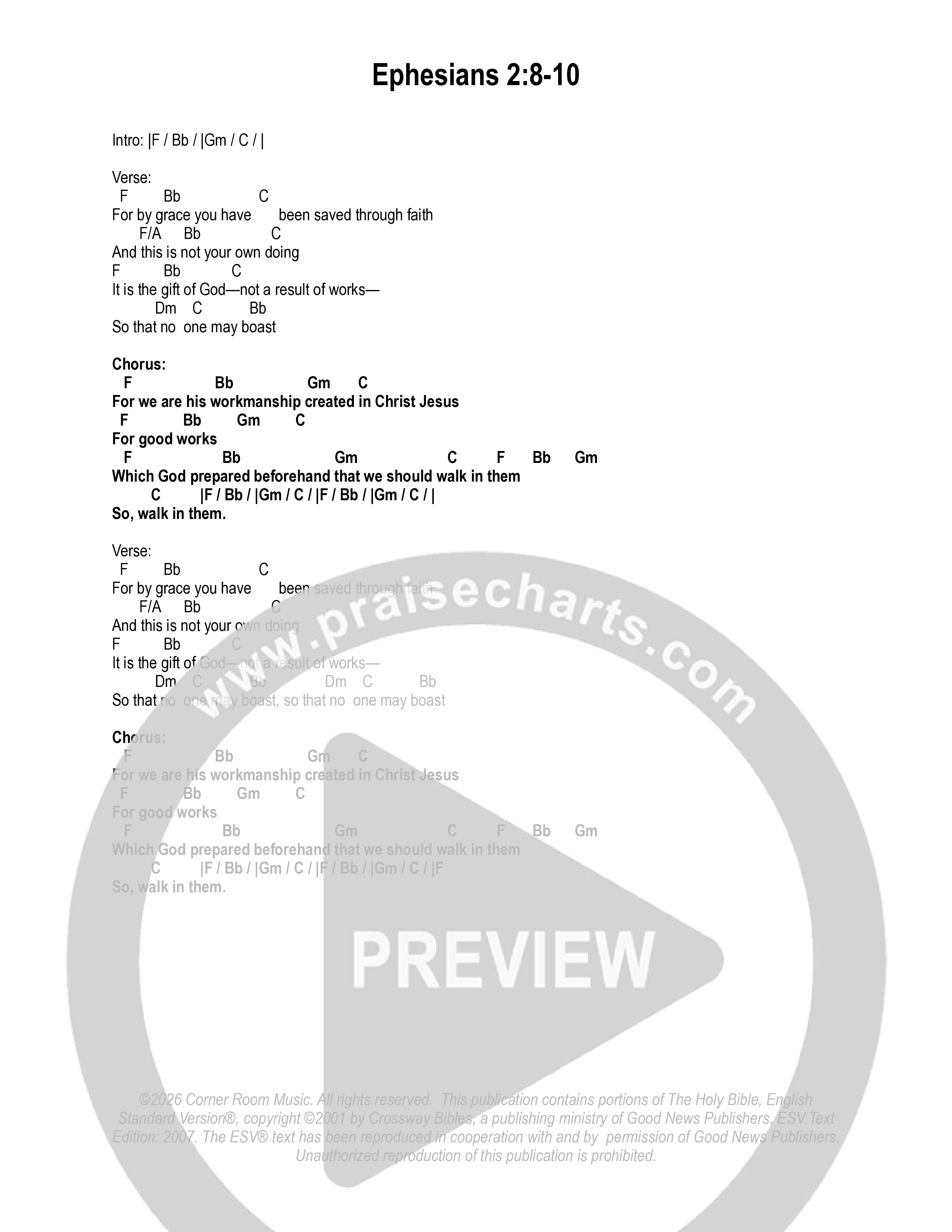 Ephesians 2:8-10 Chord Chart (The Corner Room)