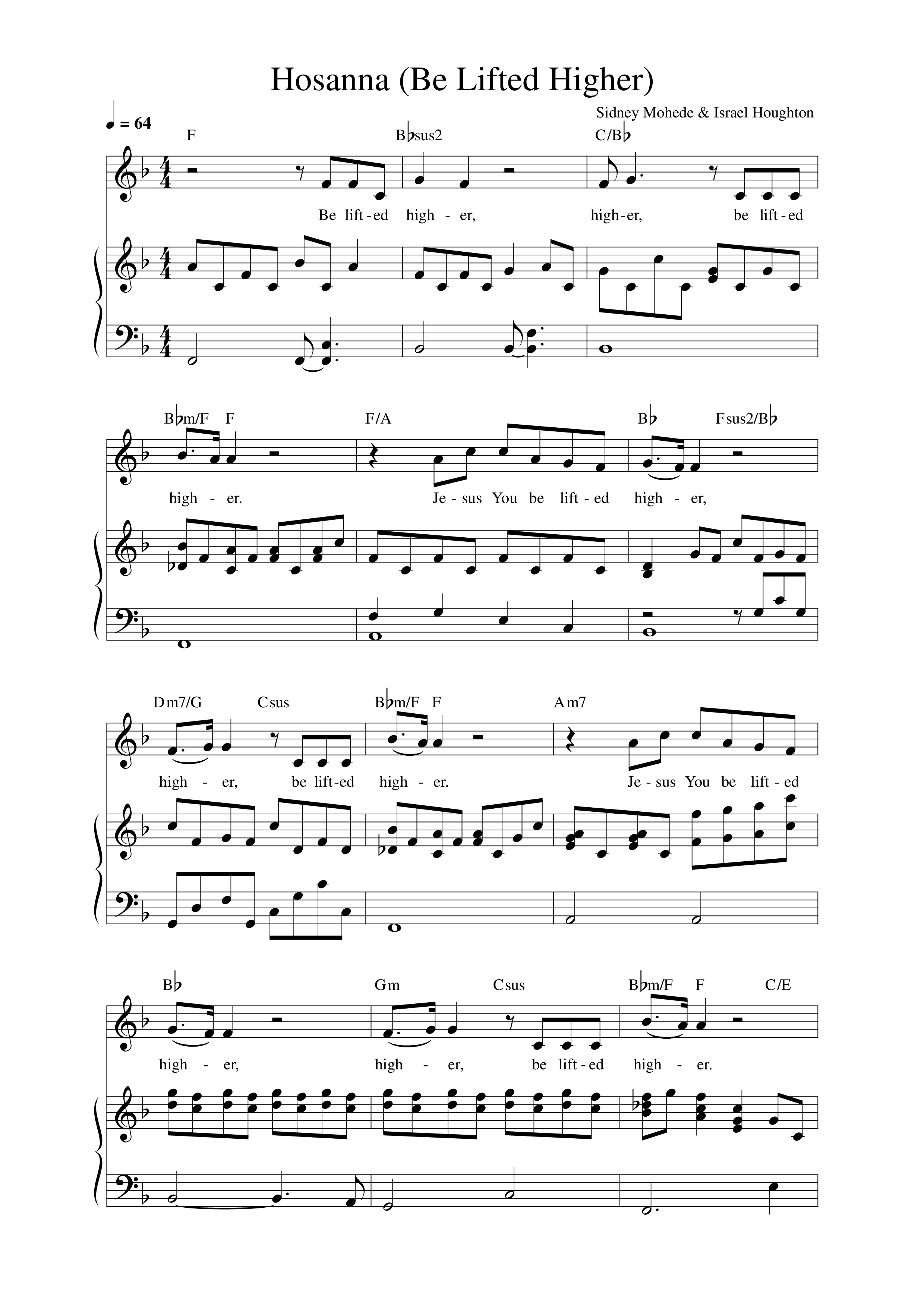 Hosanna (Be Lifted Higher) Lead Sheet Melody (REVERE / Sidney Mohede)
