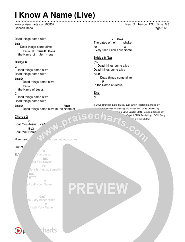 I Know A Name (Live) Chords & Lyrics (Canaan Baca)