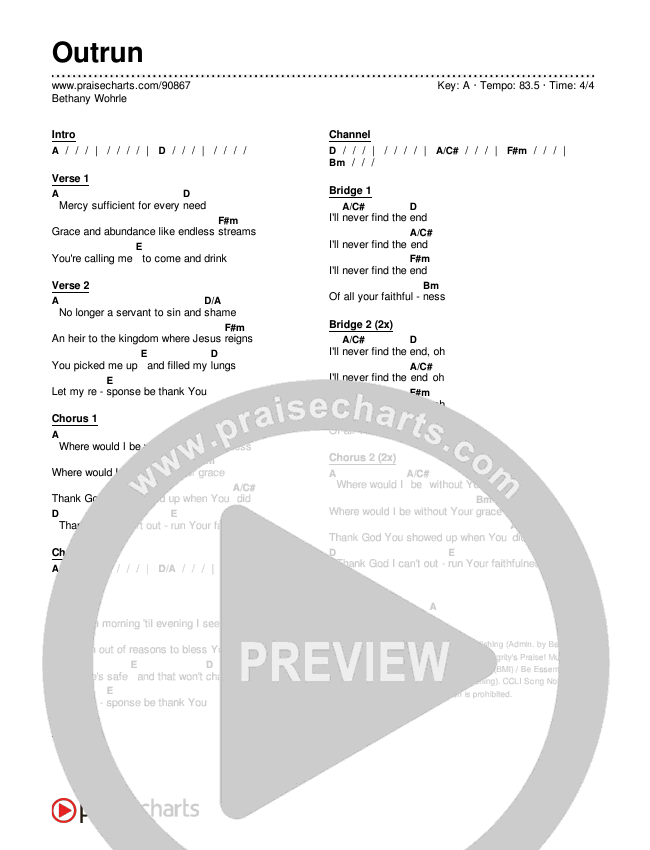 Outrun Chords & Lyrics (Bethany Wohrle)