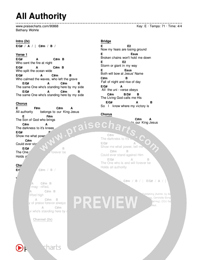 All Authority Chords & Lyrics (Bethany Wohrle)