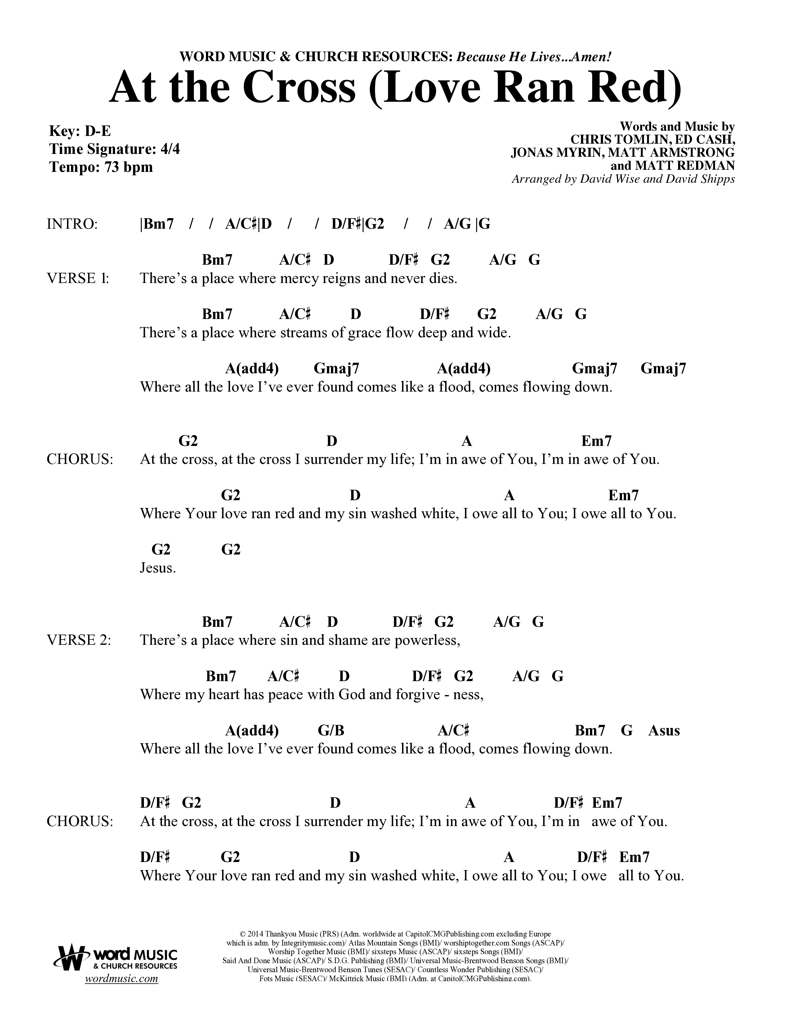 Because He Lives Amen (7 Song Choral Collection) Song 3 (Lead & Chords) (Arr. David Wise / Orch. David Shipps)