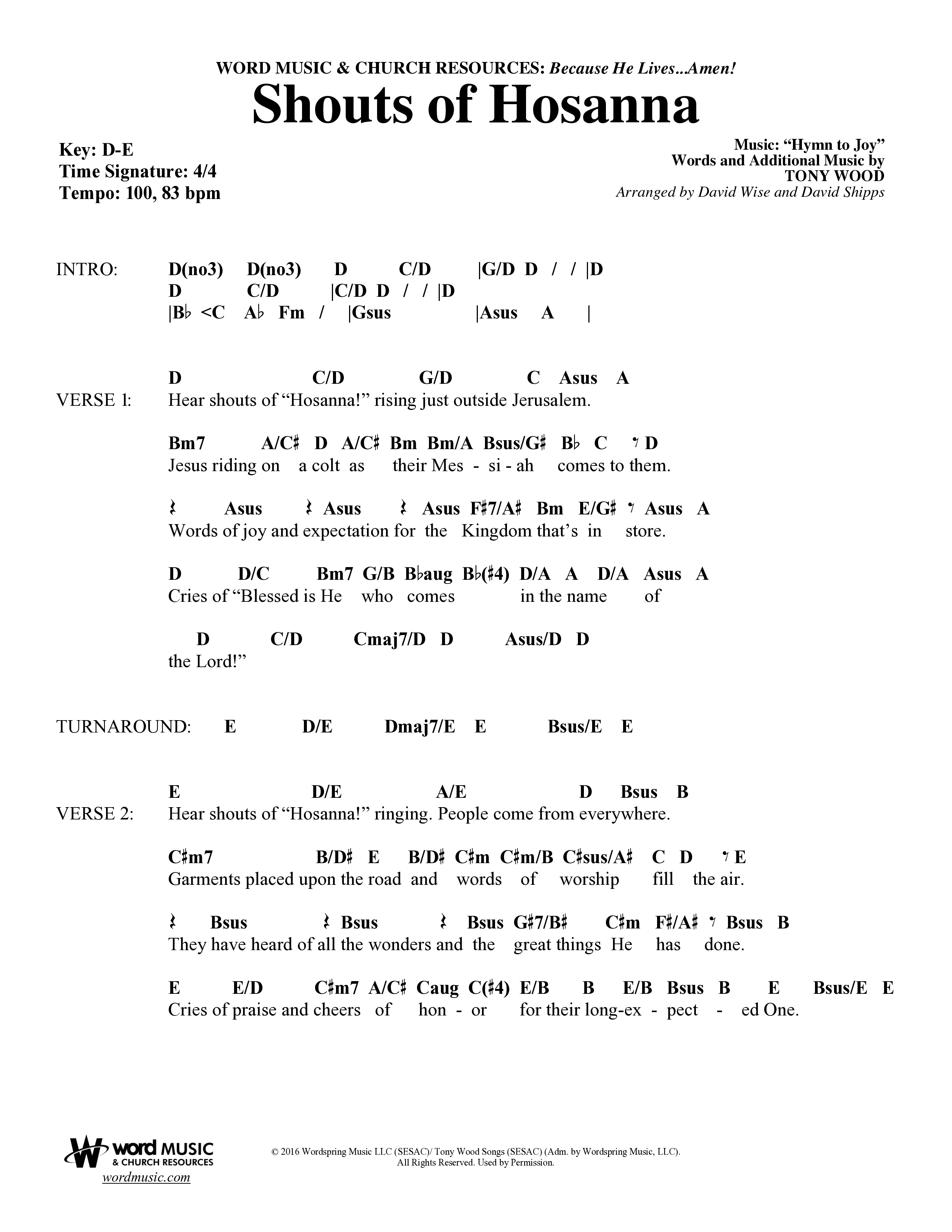 Because He Lives Amen (7 Song Choral Collection) Song 4 (Lead & Chords) (Arr. David Wise / Orch. David Shipps)