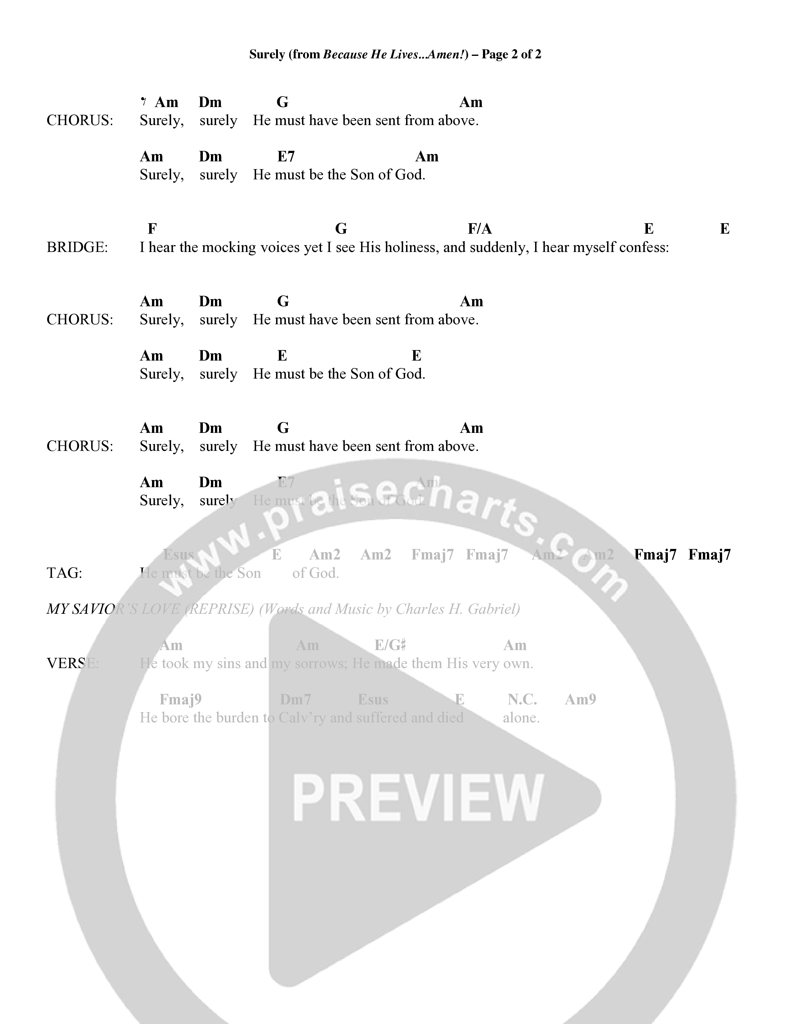 Because He Lives Amen (7 Song Choral Collection) Song 5 (Lead & Chords) (Arr. David Wise / Orch. David Shipps)