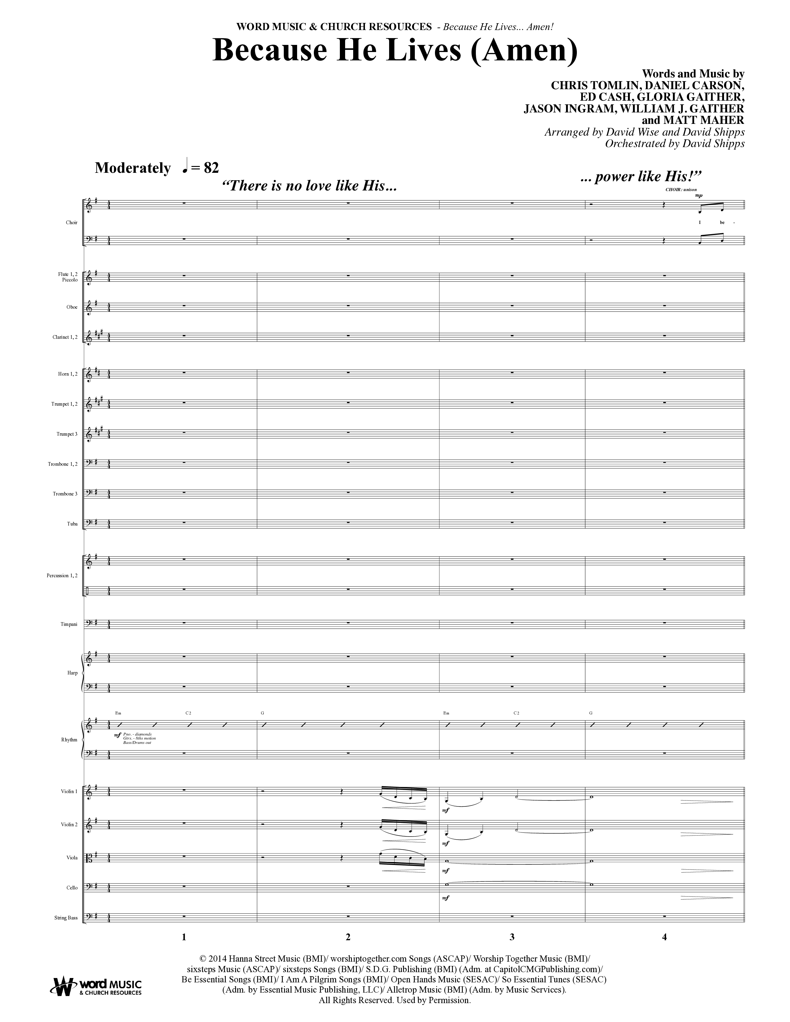 Because He Lives Amen (7 Song Choral Collection) Song 7 (Orchestration) (Arr. David Wise / Orch. David Shipps)