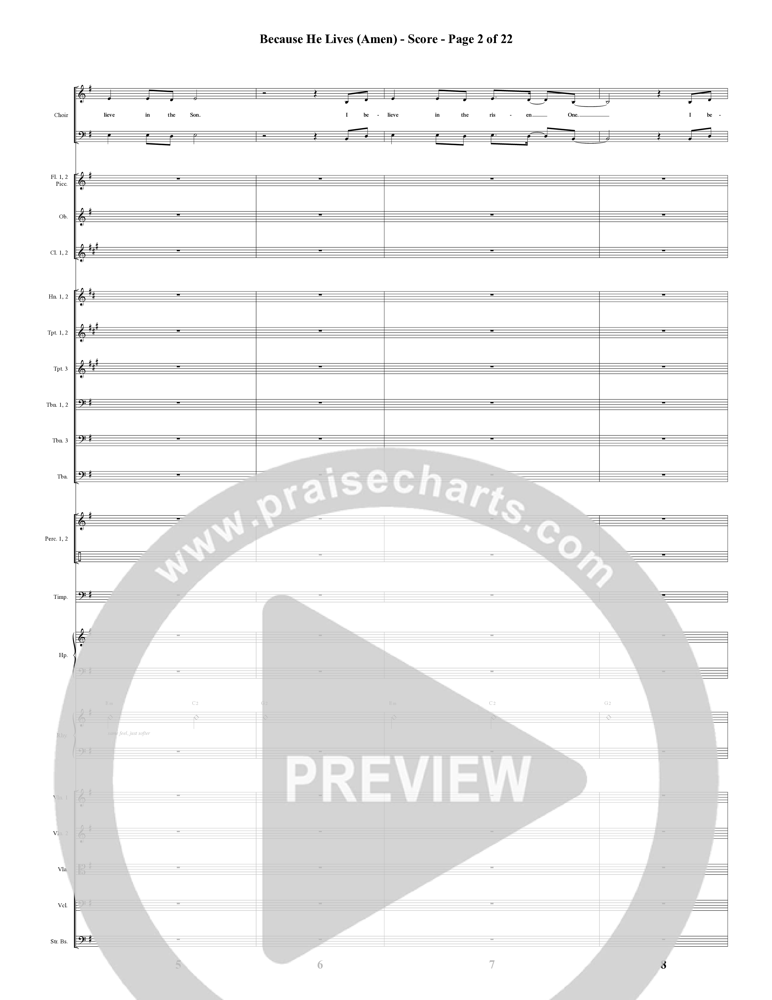 Because He Lives Amen (7 Song Choral Collection) Song 7 (Orchestration) (Arr. David Wise / Orch. David Shipps)