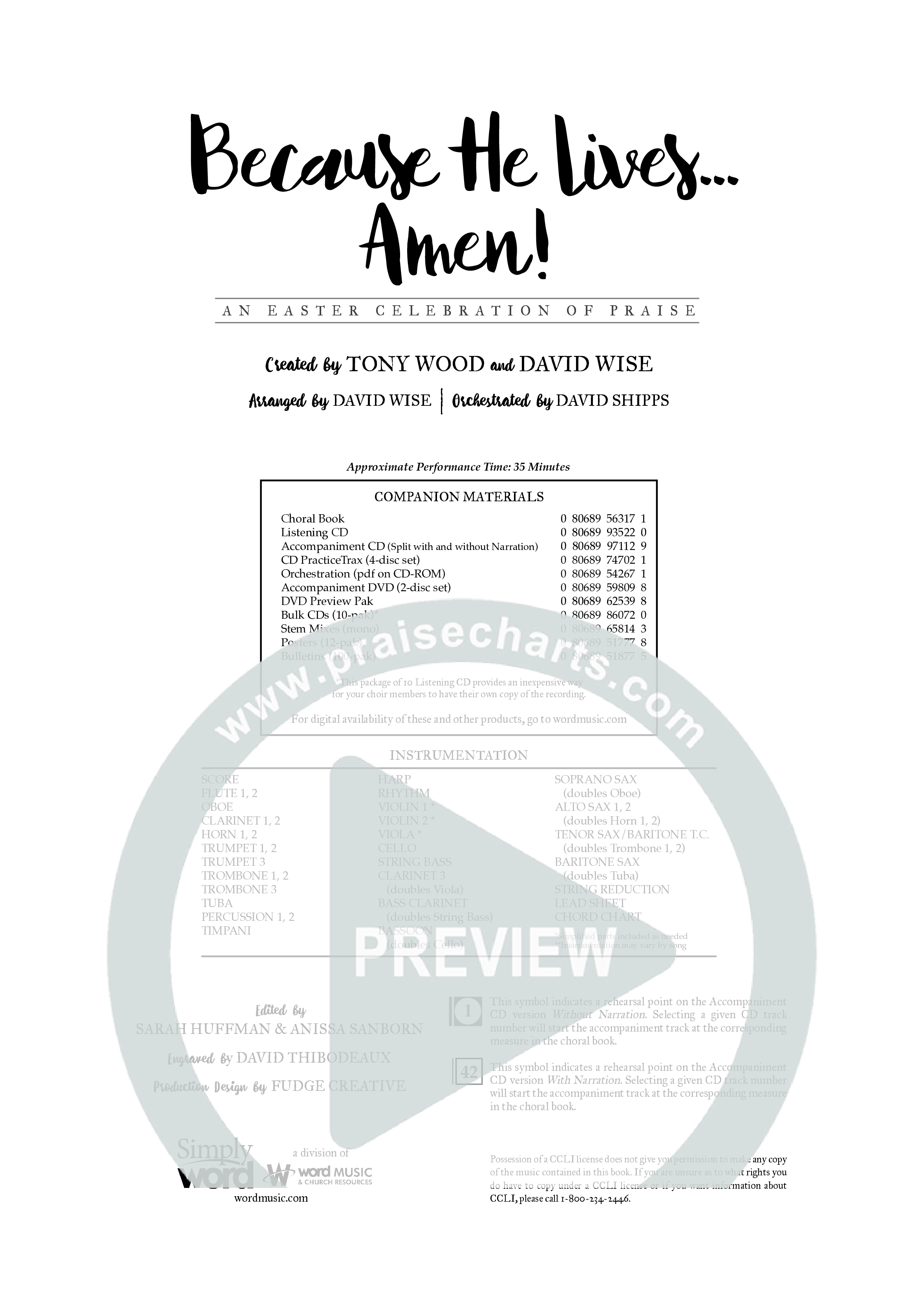 Because He Lives Amen (7 Song Choral Collection) Choral Book (Arr. David Wise / Orch. David Shipps)