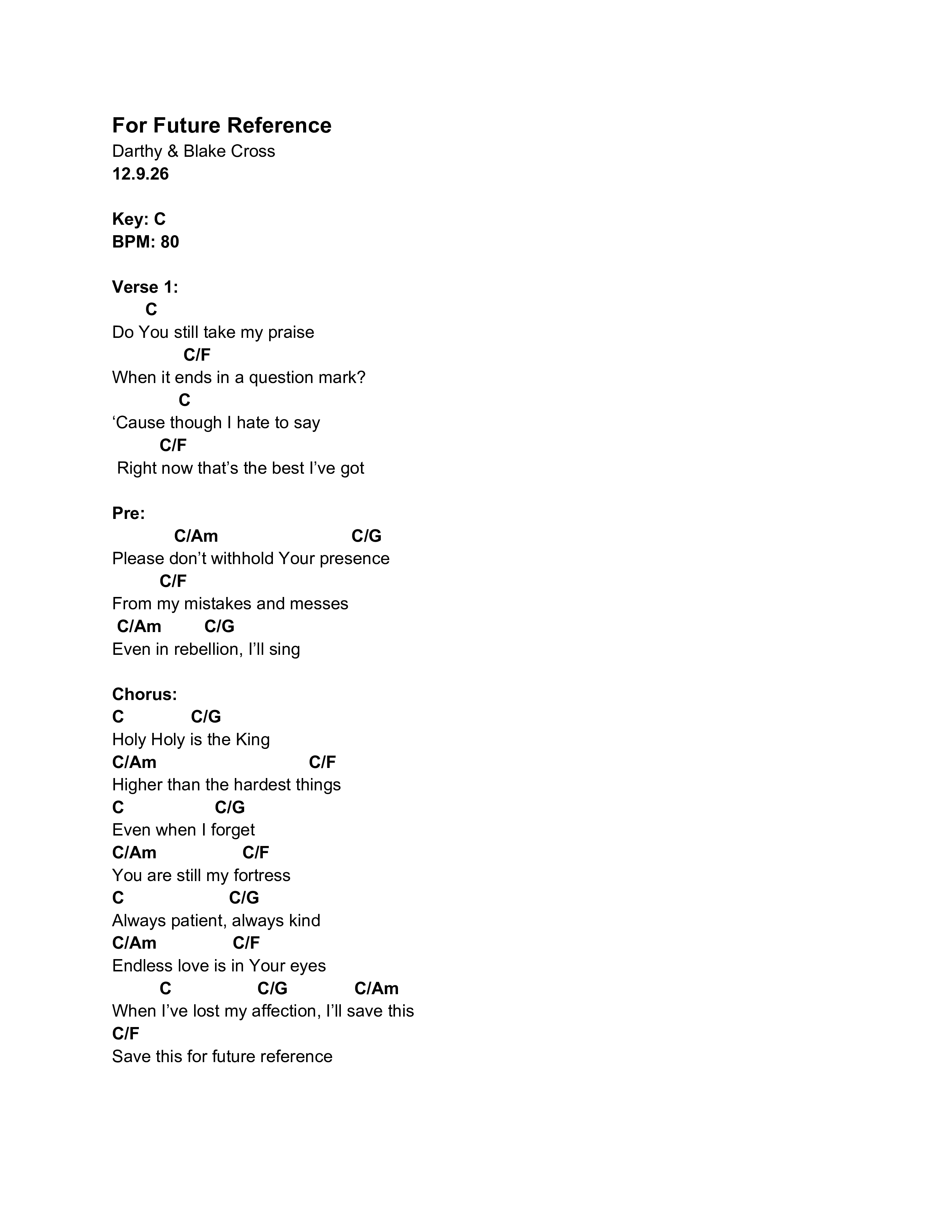 For Future Reference Chord Chart (Darthy)