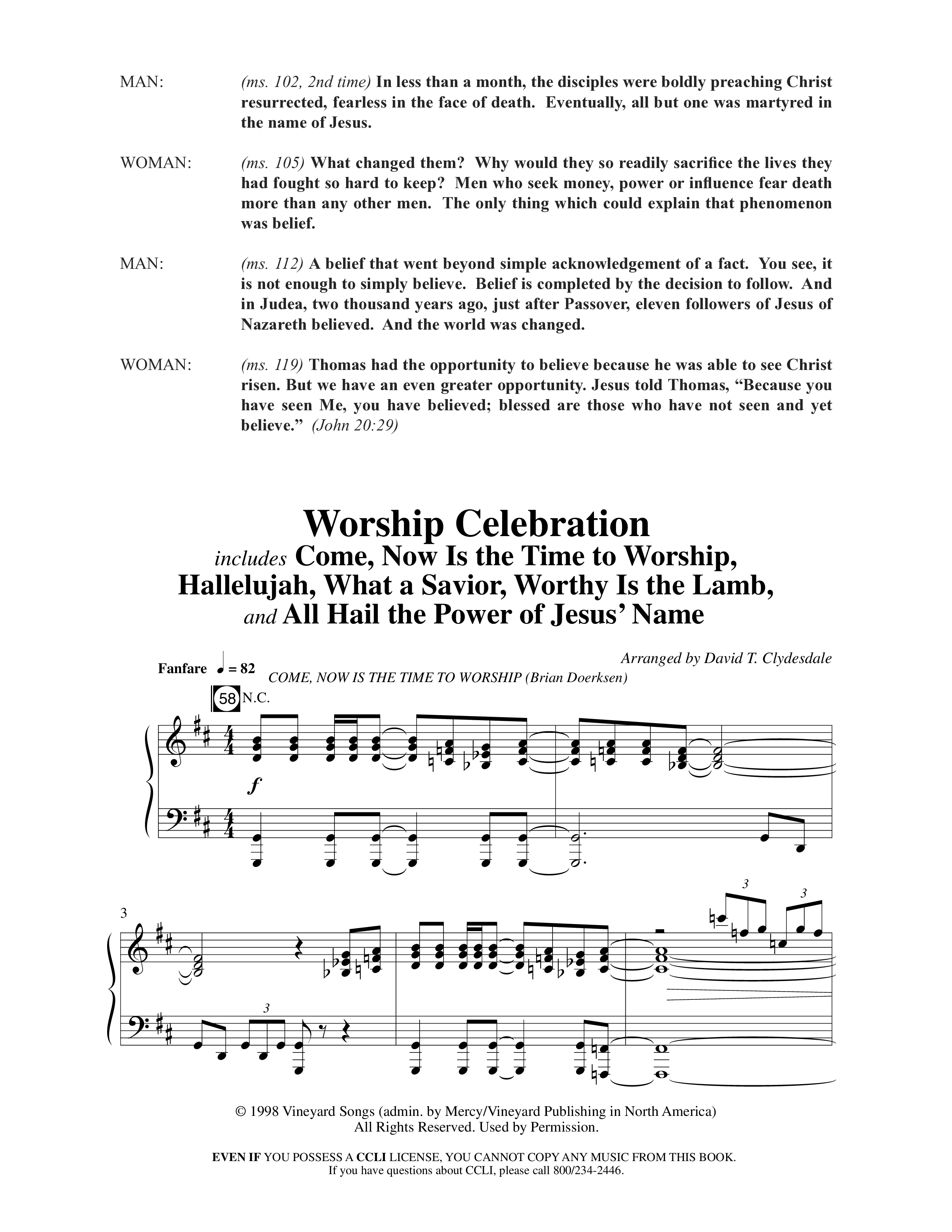 Believe (10 Song Choral Collection) Song 10 (Piano SATB) (Arr. David Clydesdale)