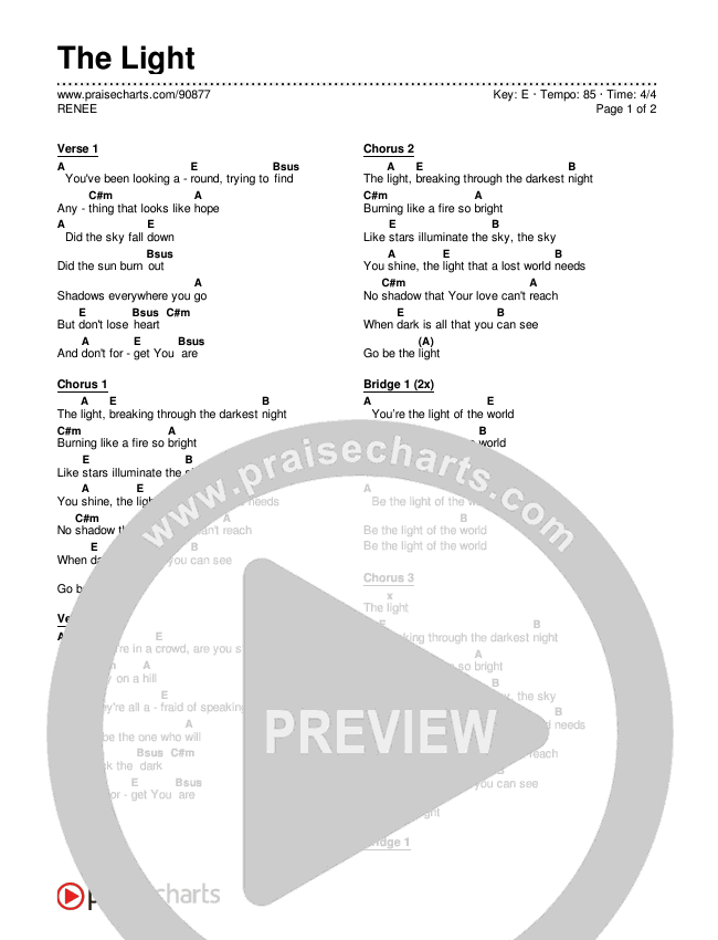 The Light Chords & Lyrics (RENEE)